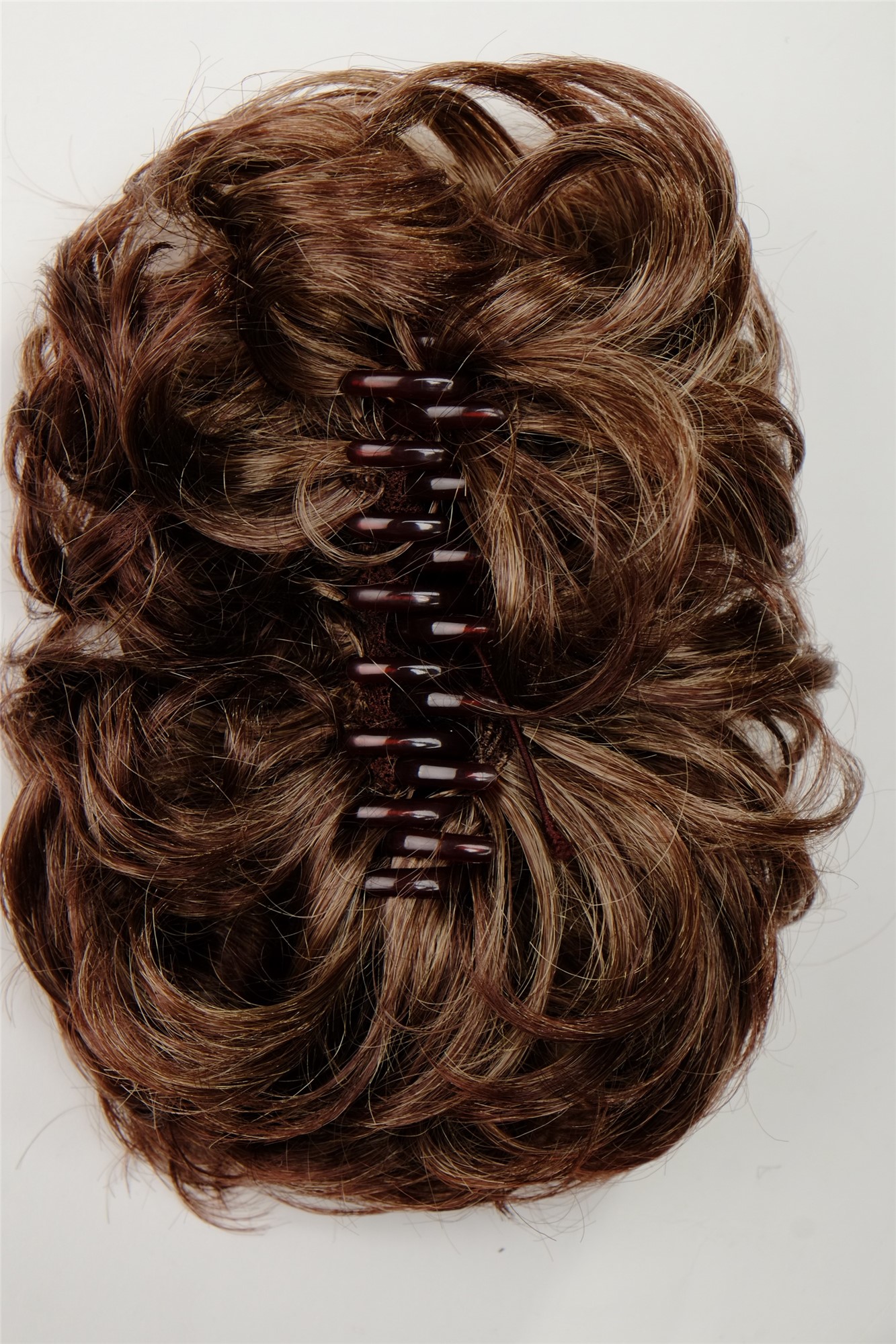 Dutt Locken Volumen Zopf kurz Braun Blond Mix Q0147-25T33, Ansicht 6, WIG ME UP: Ihr Perücken Online Shop lockiger Dutt Haarteil Blond-Braun-Mix