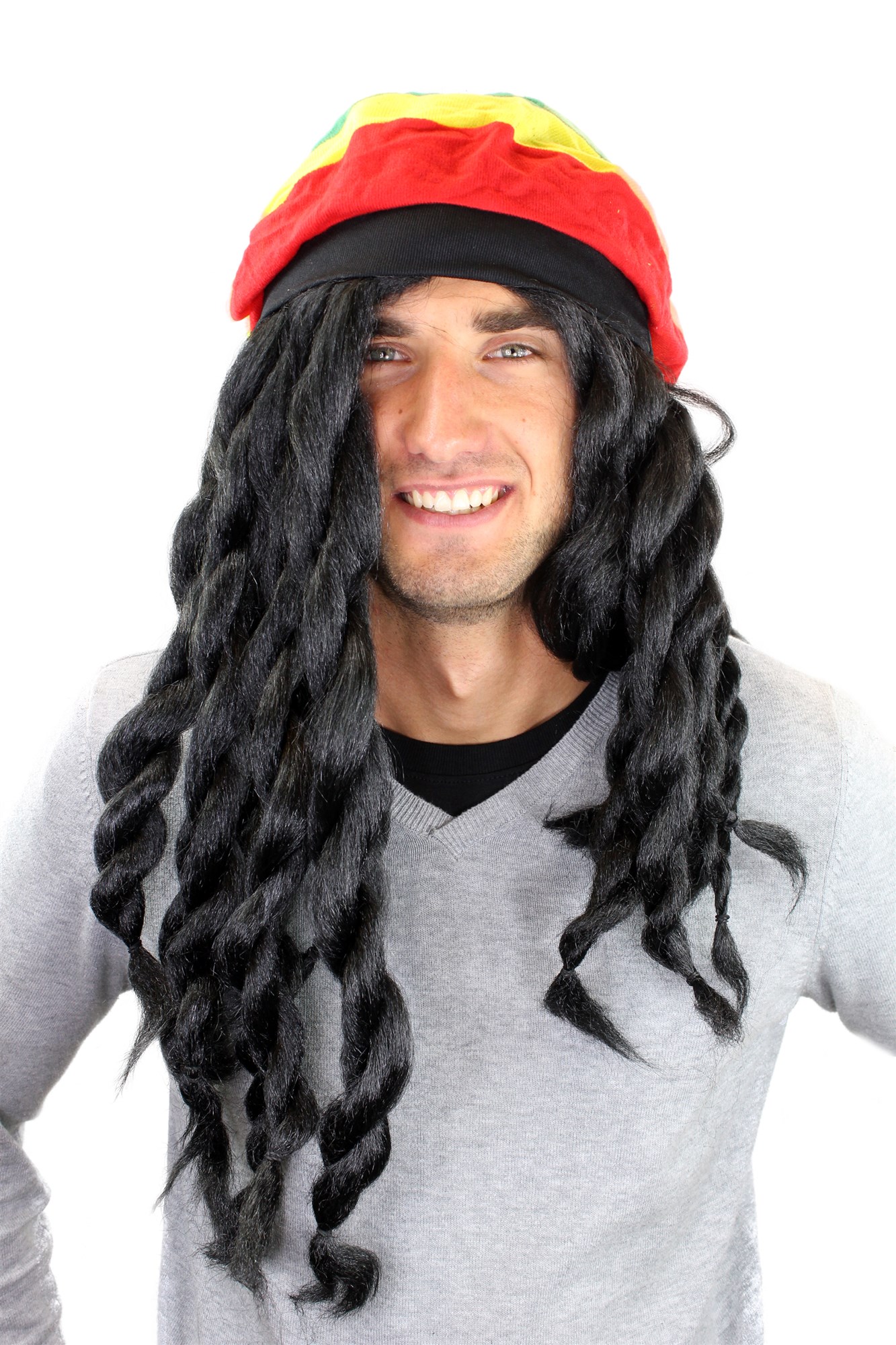 günstige Party Perücke, Perücke & Mütze: Rasta Pseudo-Dreadlocks Reggae 68901, Vorderansicht, WIG ME UP: Ihr Perücken Online Shop geflochtene Party Perücke Schwarz lange Haare Unisex