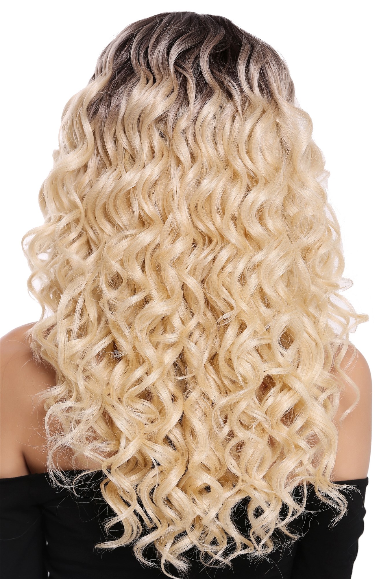 Lady Women wig Parting Long Voluminous Curls Ombre Dark Brown Platinum RGF-6467C, view 4, WIG ME UP: Your Perücken Online Shop Quality Wigs, Ladies, black-brown-light blonde, curled, long