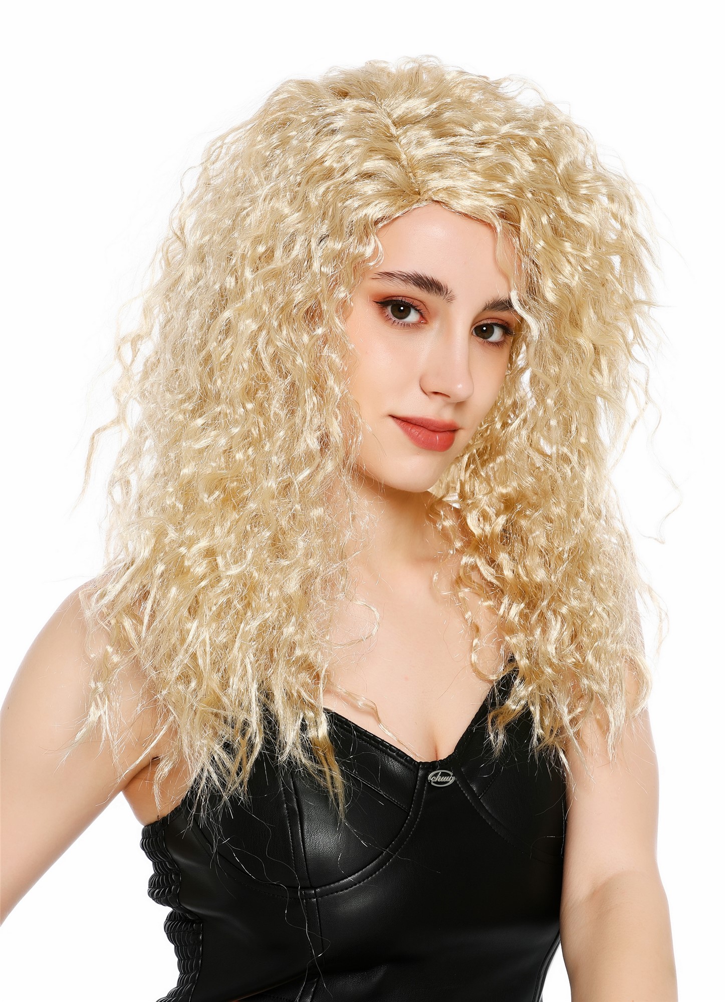 lockige Party-Perücke Hellblond-Mix 60 cm lange Perücke für Damen