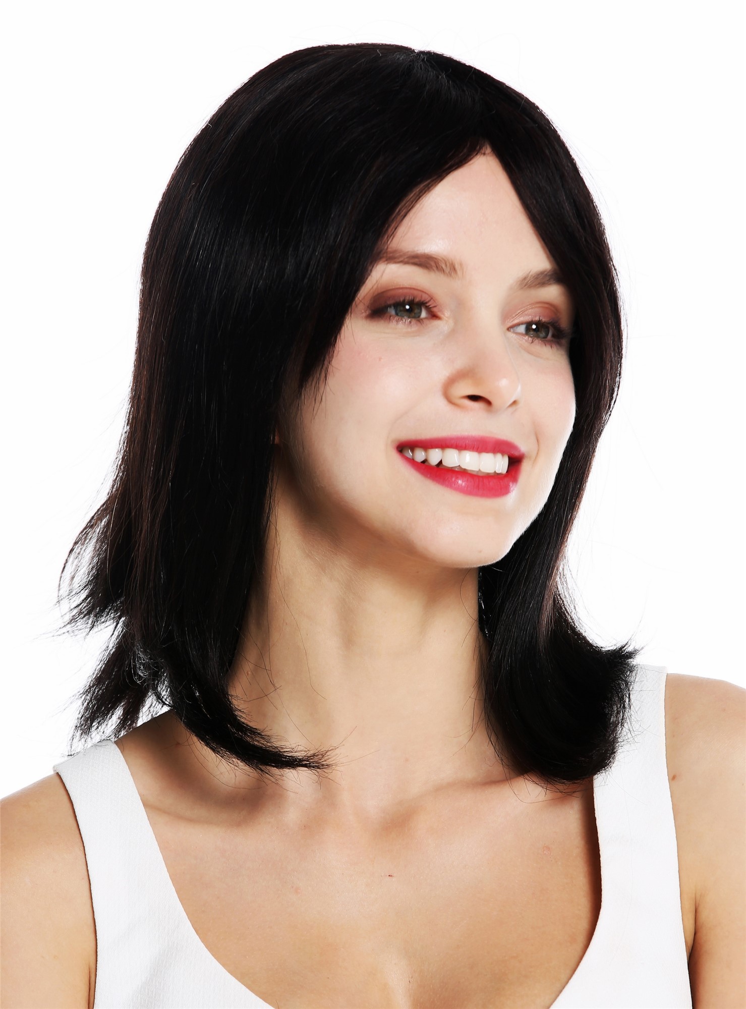 Women's wig longbob shoulder length sleek parting velvet black RJ-097, front view, WIG ME UP: Your Perücken Online Shop Quality Wigs, Ladies, velvet black, straight, shoulder-length