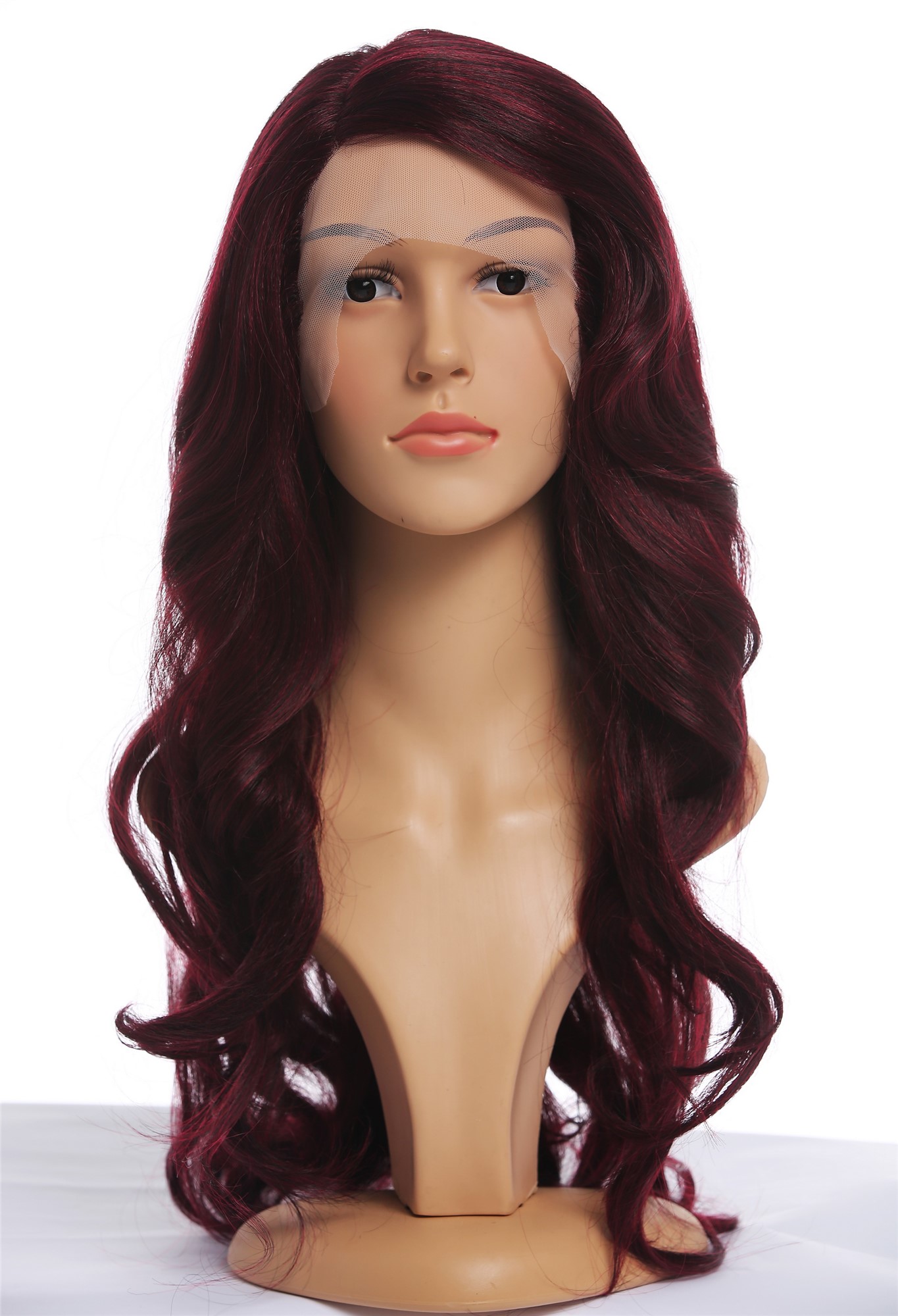 Quality Wigs, Ladies, black-red mix, curled, long