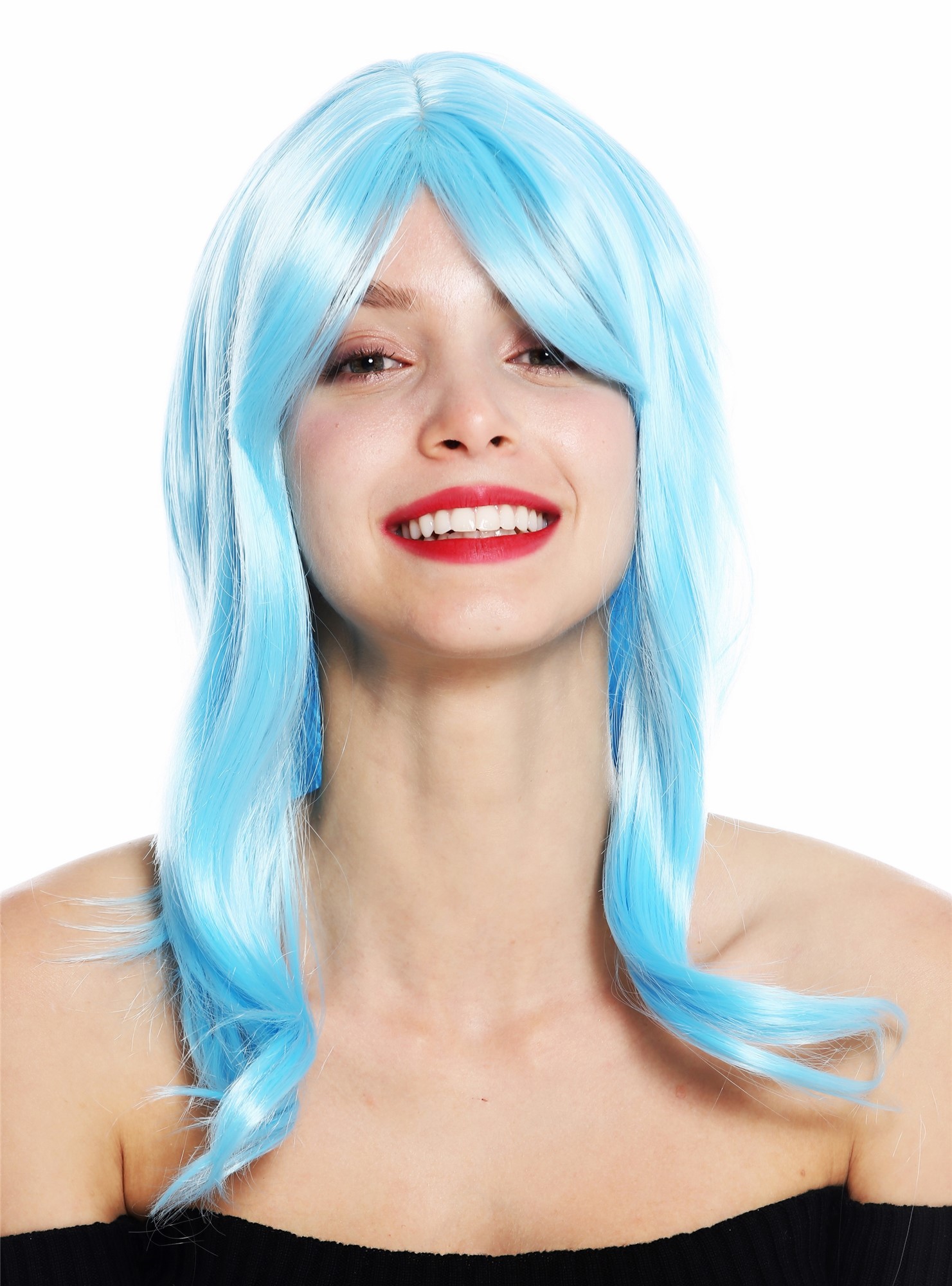 Women's wig lady long slightly waved wavy parted light blue GFW2247, view 2, WIG ME UP: Your Perücken Online Shop Quality Wigs, Ladies, light blue, wavy, long