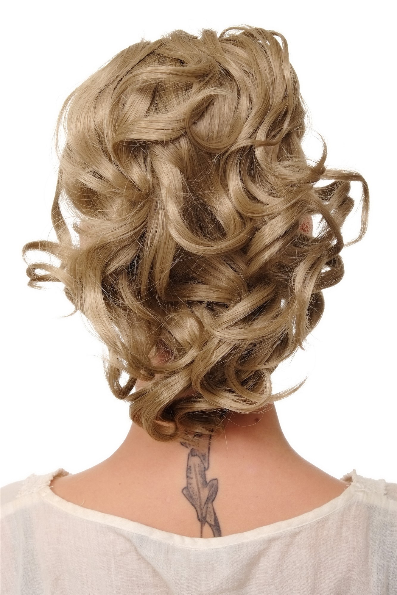 hochwertiges Haarteil gewellt halblang 1 Kamm + Gummizug Aschblond Modell: JL-3023, Ansicht 2, WIG ME UP: Ihr Perücken Online Shop welliges Zopf-Haarteil Hell-Aschblond 35 cm lang