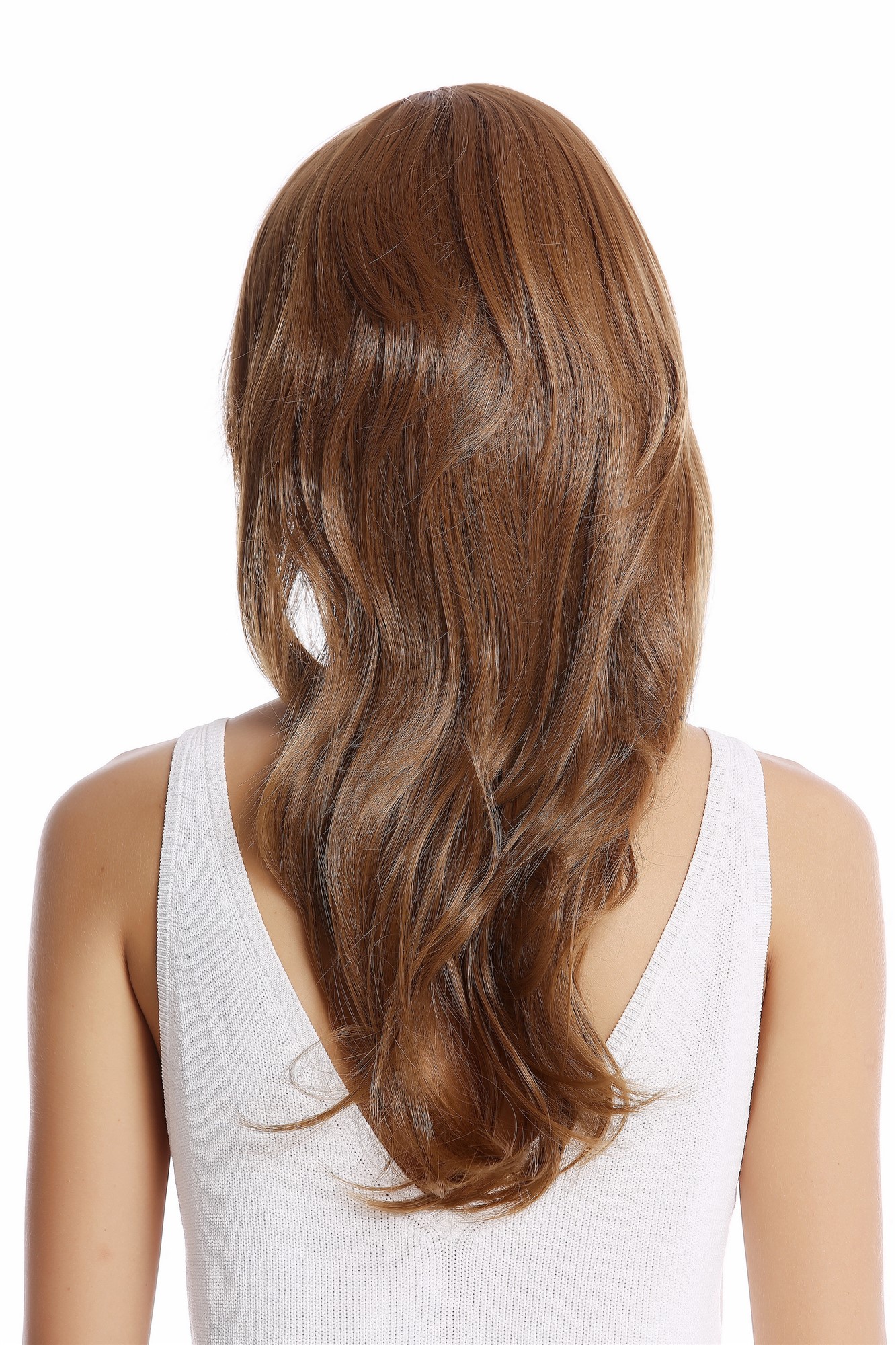 günstige Party Perücke, Perücke braun gestuft Scheitel XH-804-KII27, Ansicht 3, WIG ME UP: Ihr Perücken Online Shop wellige Party Perücke Braun lange Haare für Damen