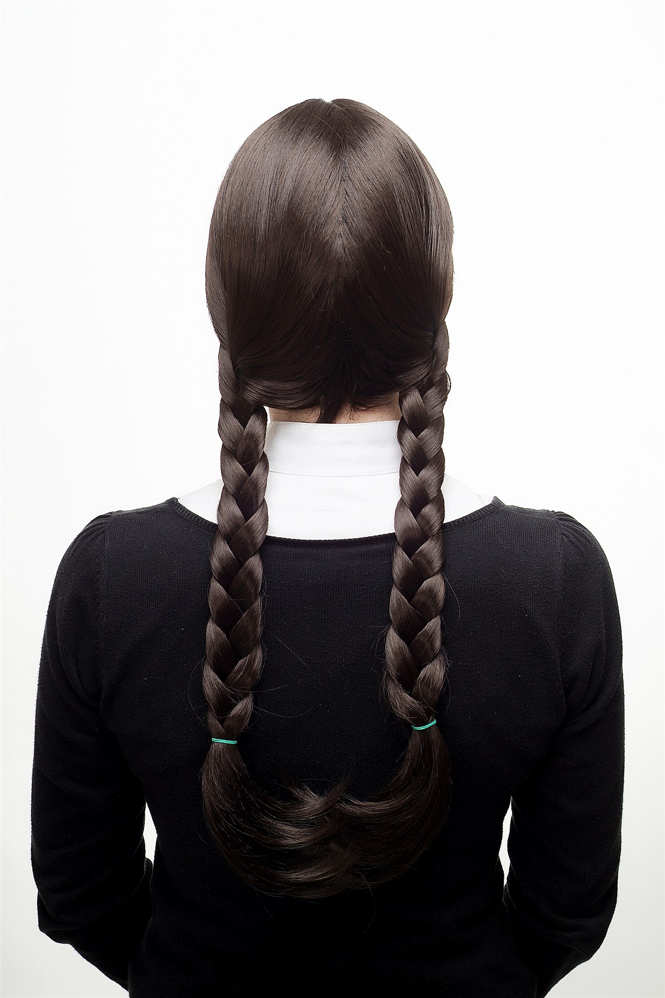 hochwertige Qualitätsperücken, Damen Perücke geflochtene Zöpfe Schulmädchen-Look Zöpfe Modell: 3446, Ansicht 4, WIG ME UP: Ihr Perücken Online Shop geflochtene Tressen-Perücke mit Kopfhaut-Imitat Braun lange Haare für Damen