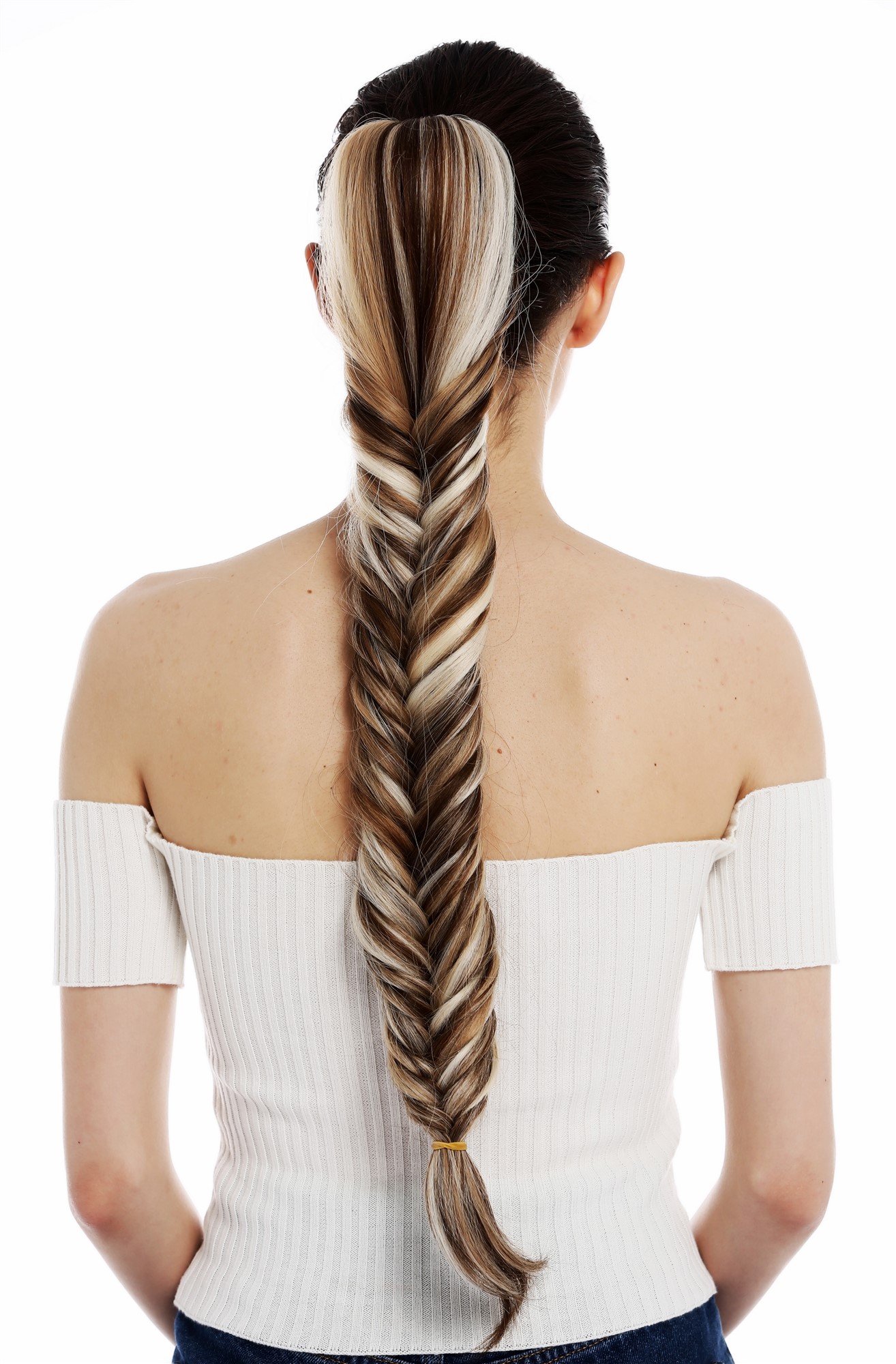 Ponytails, brown-blonde mix, Braided, long