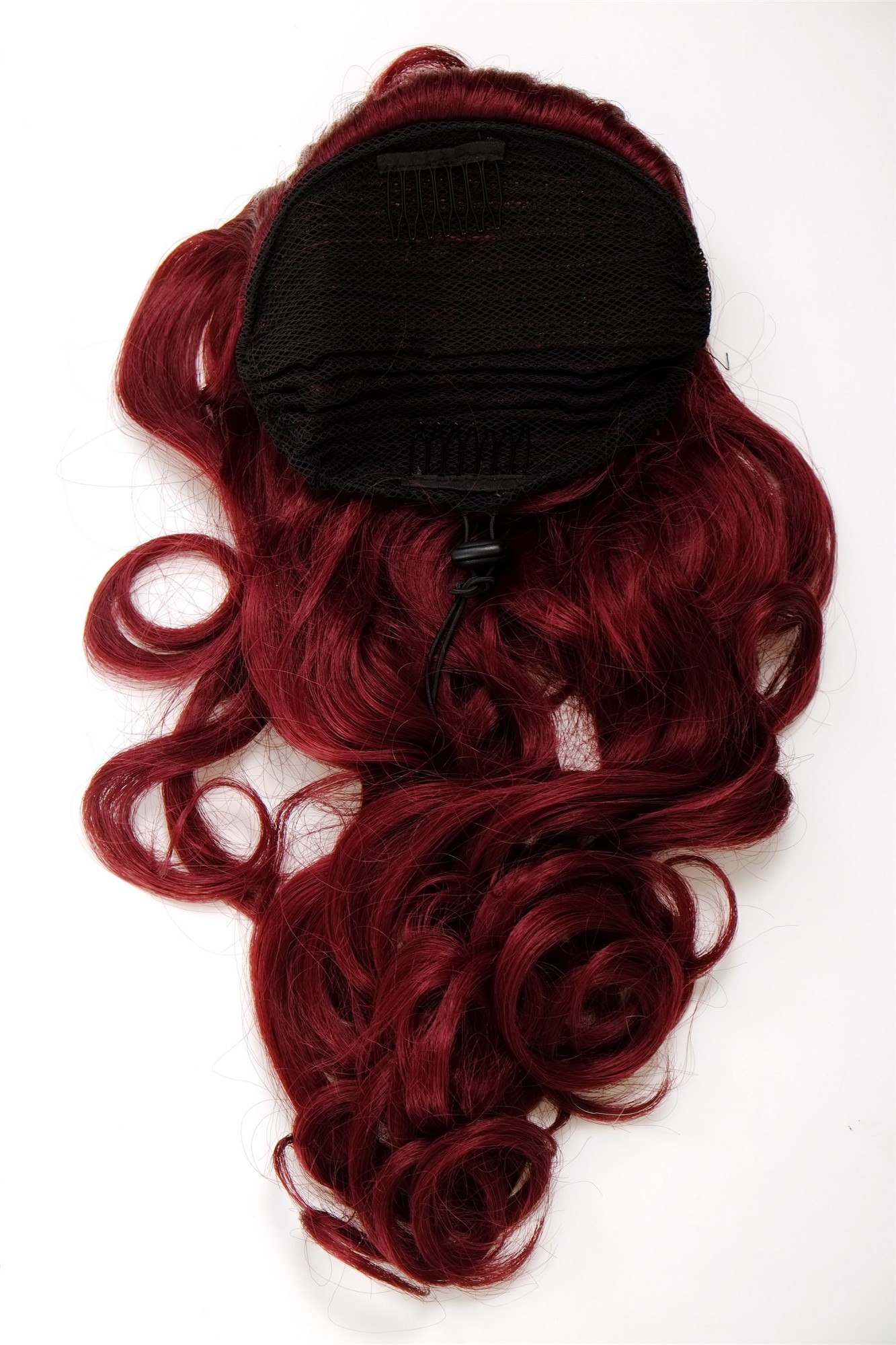 Hairpiece PONYTAIL with combs and elastic draw string curly voluminous long aubergine burgundy red, view 2, WIG ME UP: Your Perücken Online Shop Ponytails, garnet red, curled, long