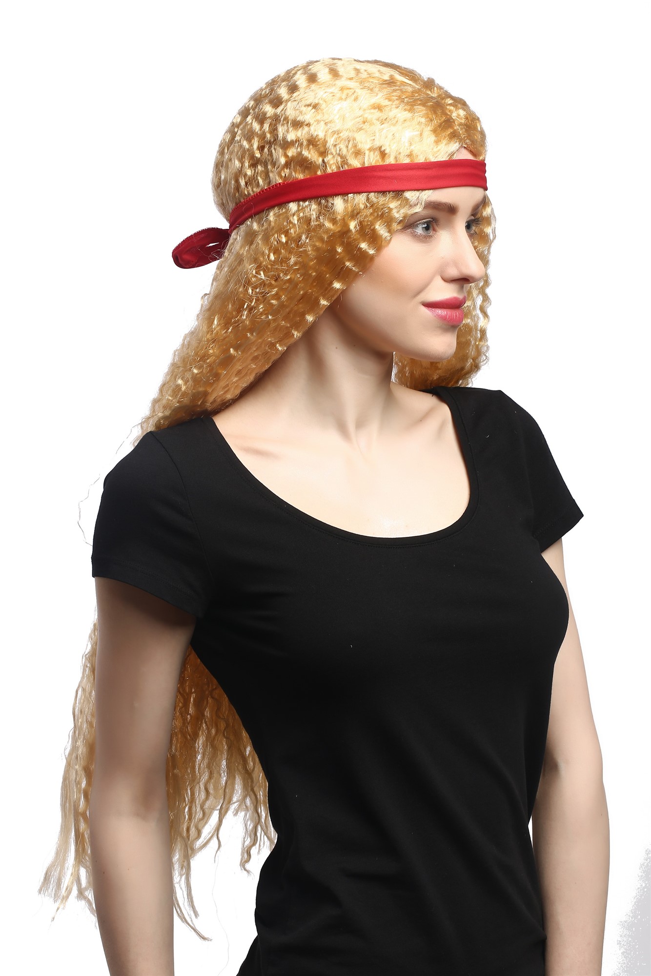 günstige Party Perücke, Perücke Goldblond Superlang Gekreppt Hippie 90783-ZA02A, Ansicht 4, WIG ME UP: Ihr Perücken Online Shop wellige Party Perücke Blond sehr lange Haare für Damen