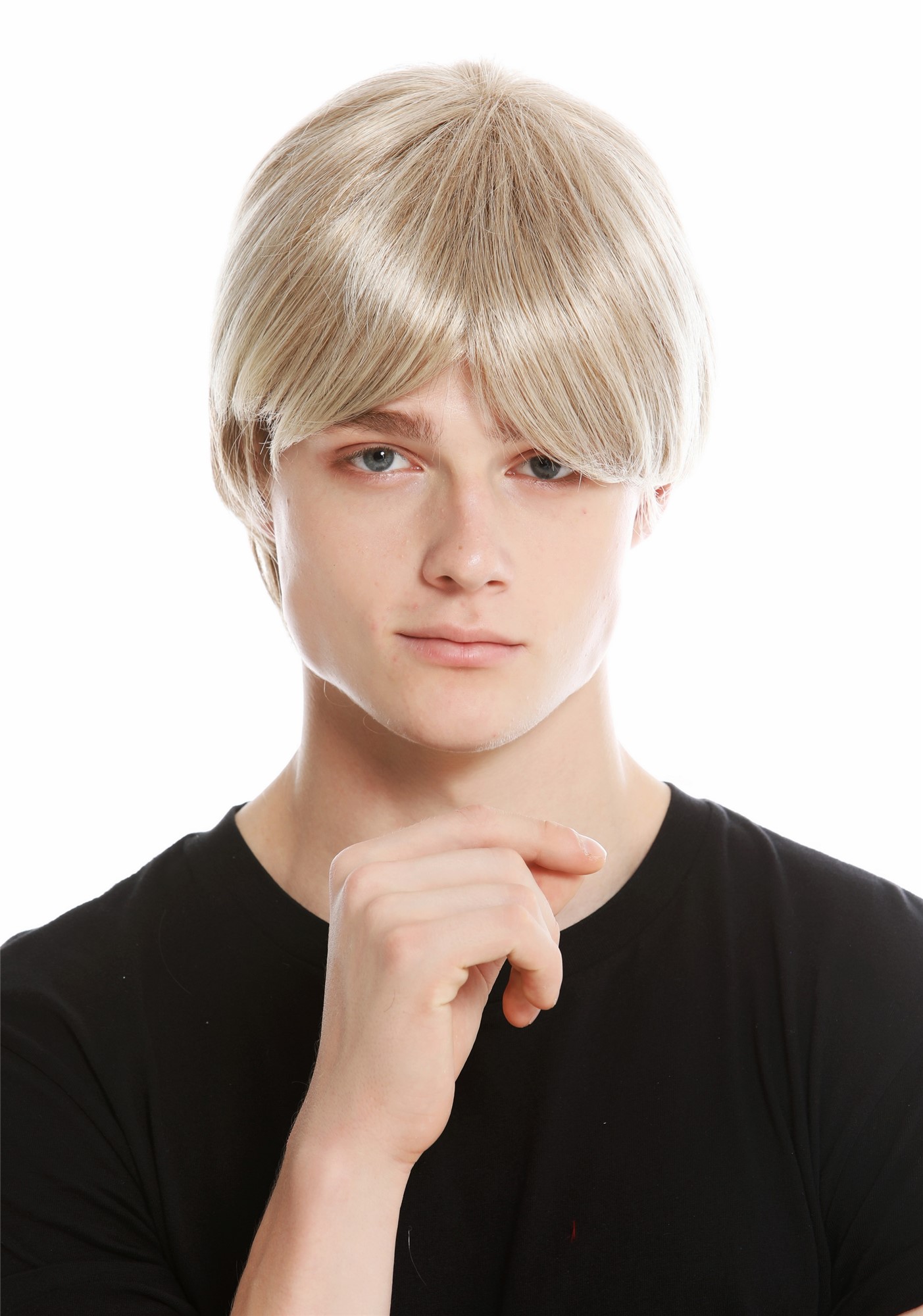 Monofilament men's wig short sleek medium blonde light blonde  mix TYL-019-MT, front view, WIG ME UP: Your Perücken Online Shop Quality Wigs, Unisex, blond mix, straight, short