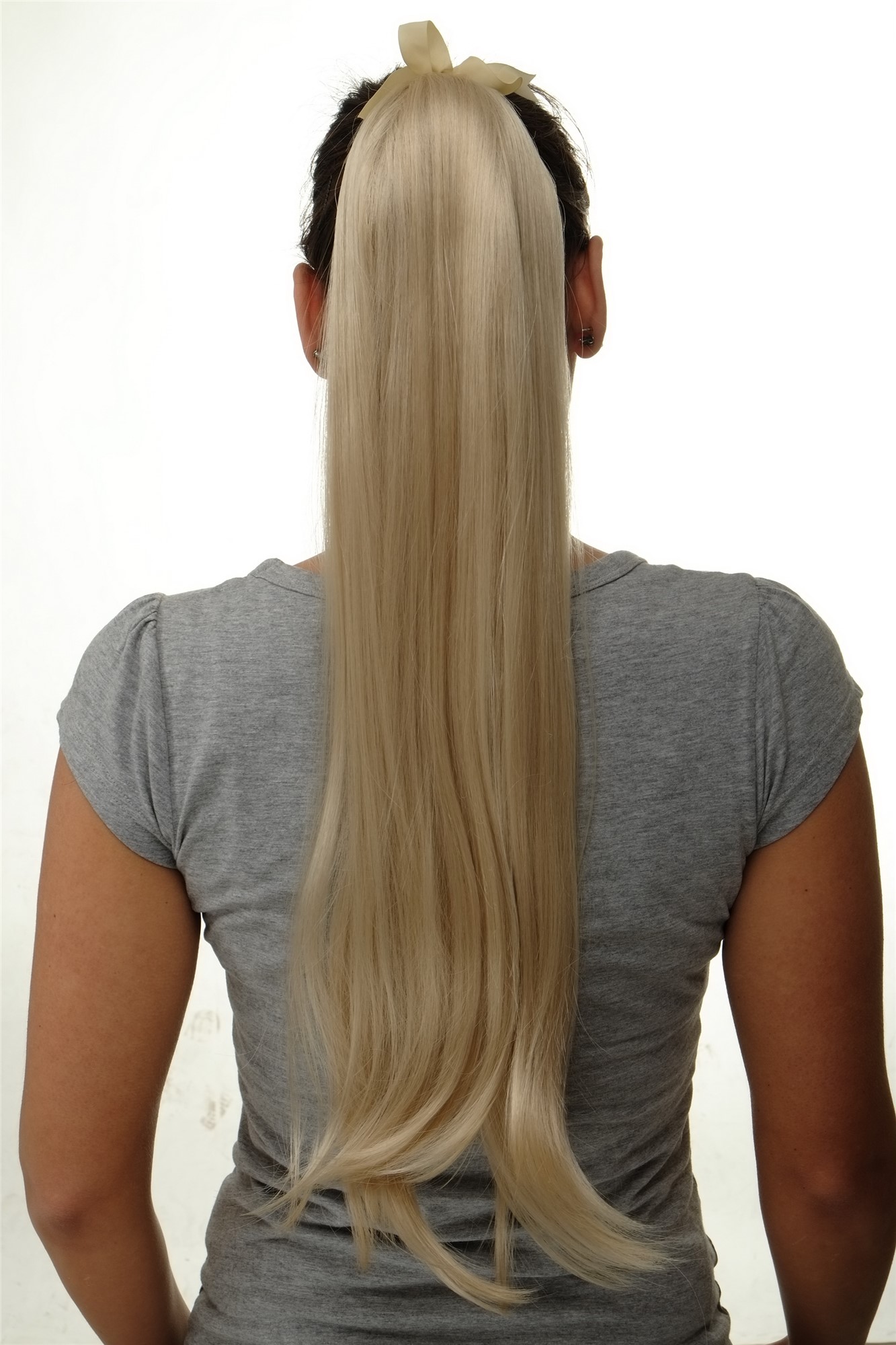 hochwertiges Haarteil Zopf Kamm & Band langes glattes Haar Gold-Lichtblond D13001-88E, Ansicht 2, WIG ME UP: Ihr Perücken Online Shop glattes Zopf-Haarteil Gold-Lichtblond 65 cm lang