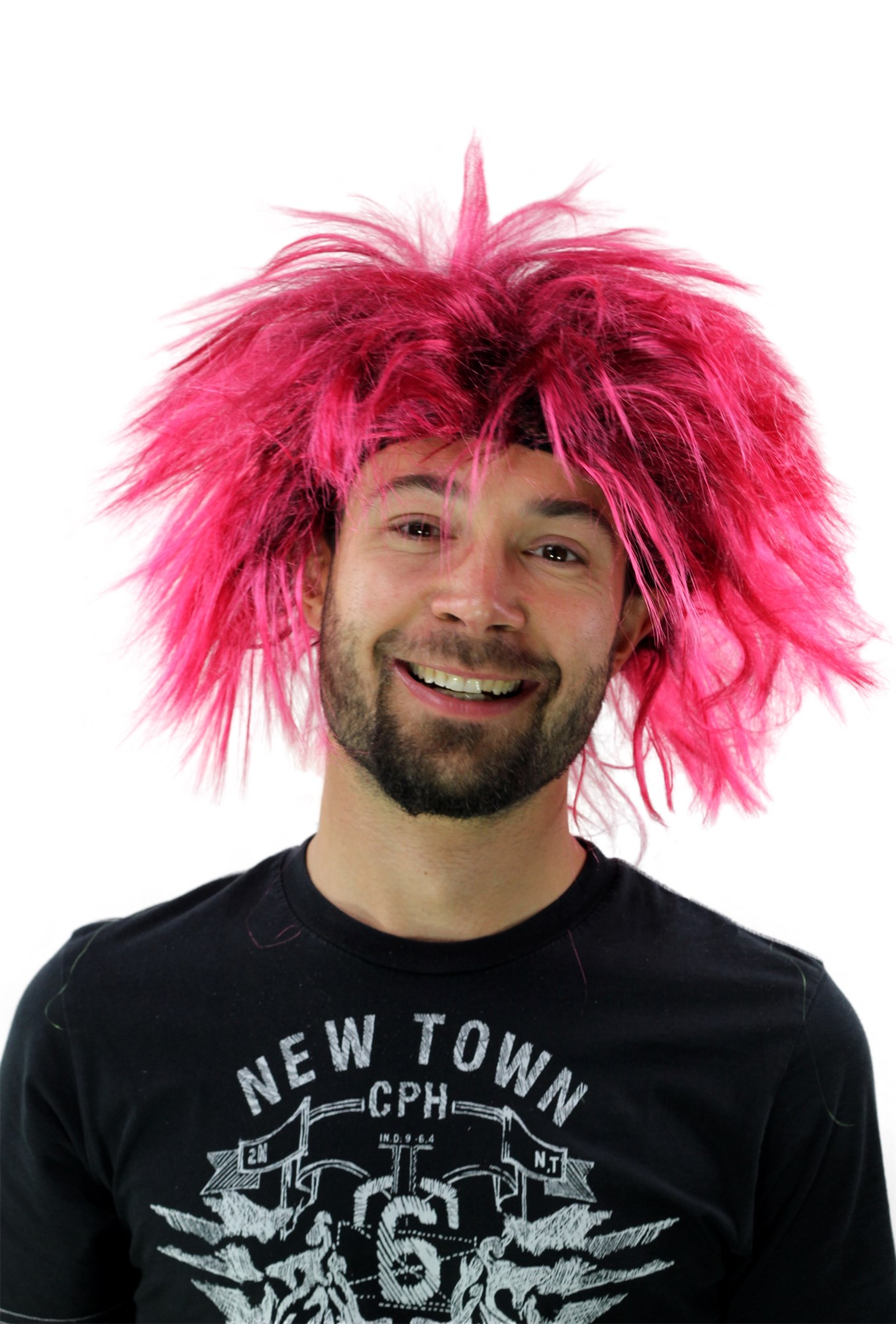 günstige Party Perücke, 80er Jahre Perücke Punk Glam Schwarz-Pink PW0078, Ansicht 5, WIG ME UP: Ihr Perücken Online Shop wellige Party Perücke sonstige kurze Haare Unisex