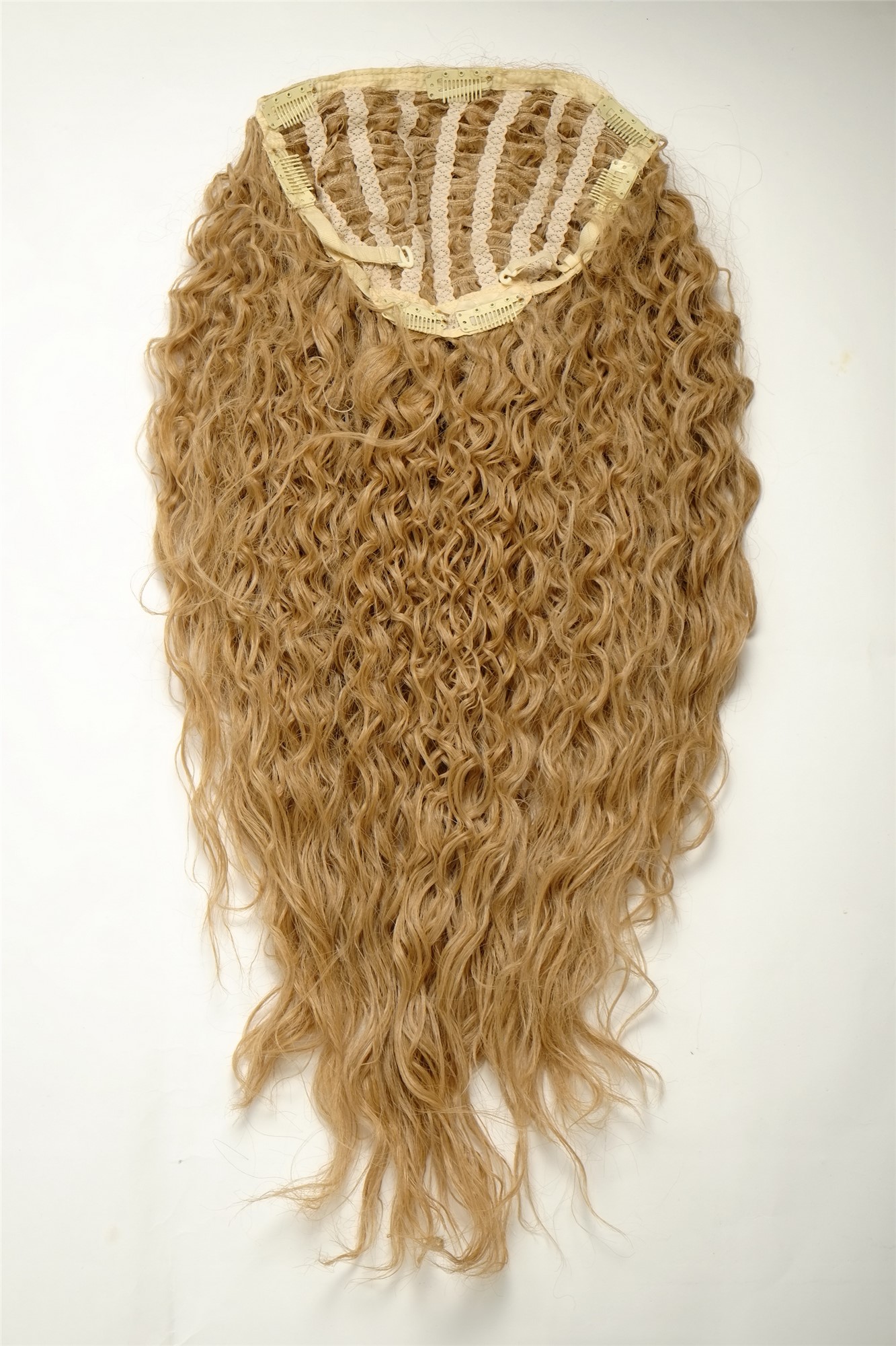 lockige Halbperücke Goldblond 70 cm lang