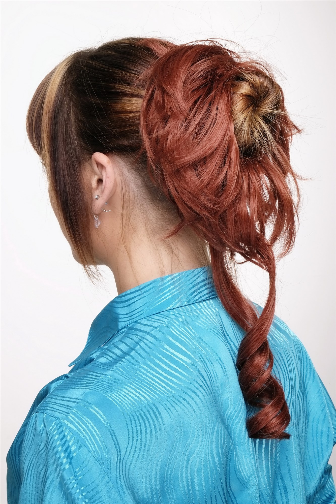 Hair Piece baroque voluminous wild curled scrunchy comb dark red YZF-3072HT, view 3, WIG ME UP: Your Perücken Online Shop Ponytails, Red, curled, shoulder-length