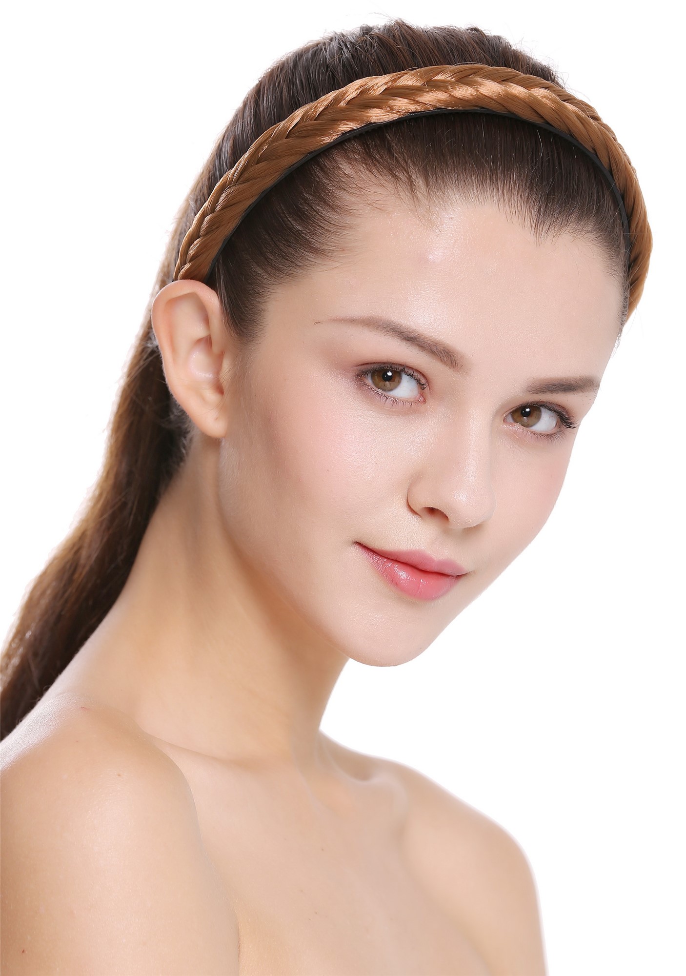 Geflochtener Haarreif 2 cm breit Dunkelblond CXT-001-341, Vorderansicht, WIG ME UP: Ihr Perücken Online Shop Haarreifen geflochten Dunkelblond 65 cm