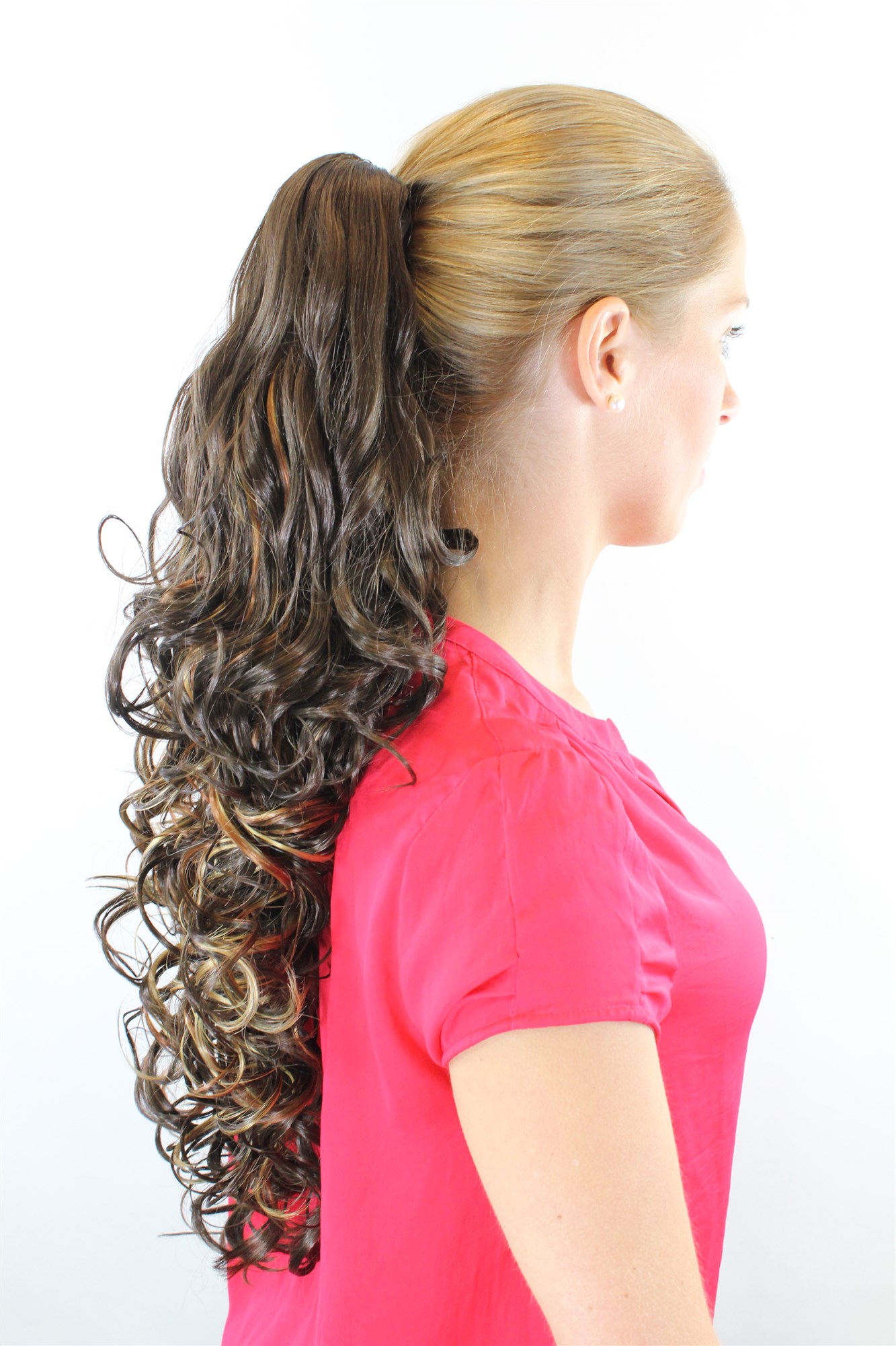 JL-3113-6HLM033 Ponytail Hairpiece extension very long volume curled curls brown auburn mix claw clamp 23", view 2, WIG ME UP: Your Perücken Online Shop Ponytails, brown-reddish brown mix, curled, long