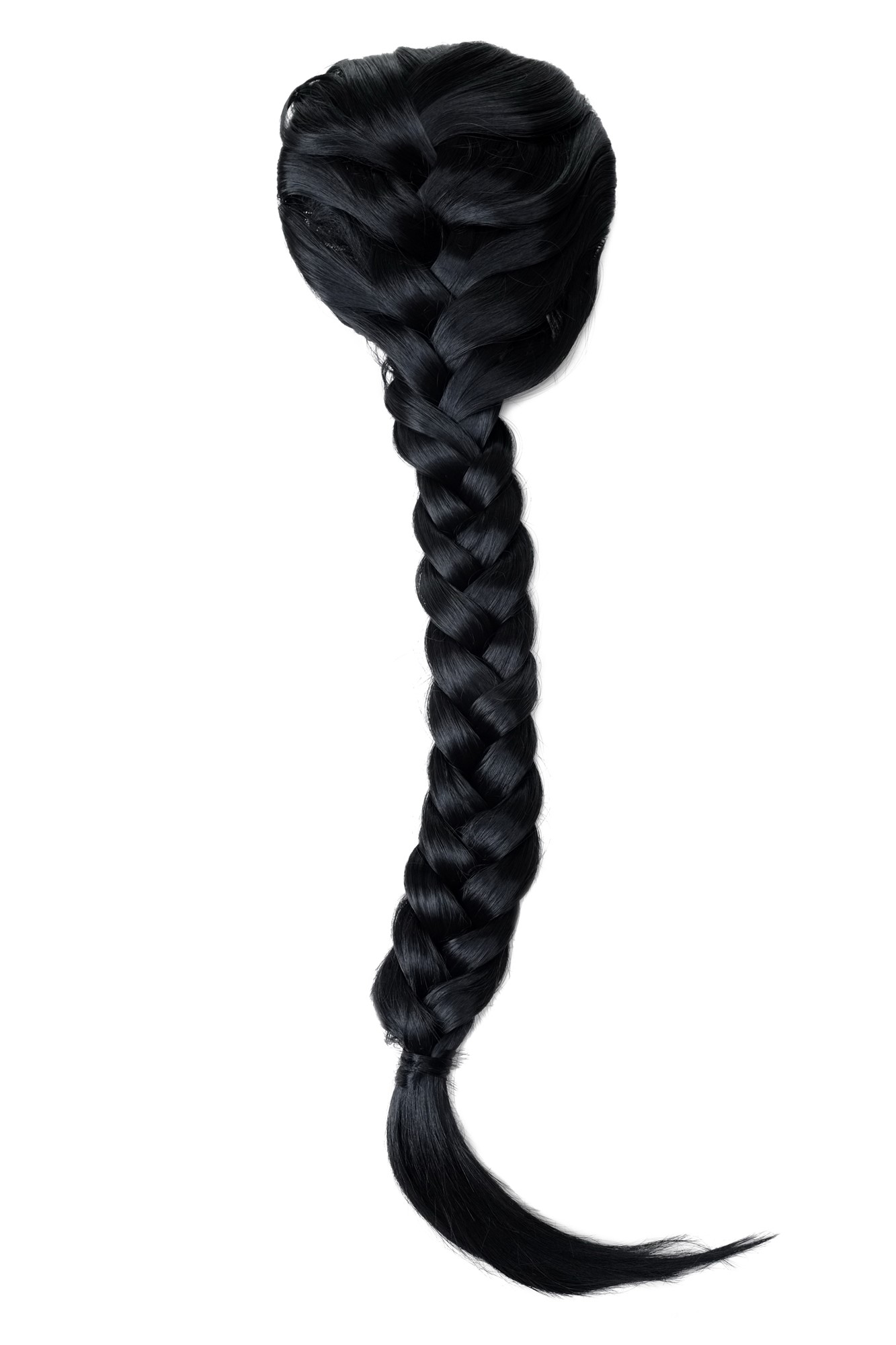 hochwertiges Haarteil Zopf geflochtenes Haar lang schwarz T1402-1, Vorderansicht, WIG ME UP: Ihr Perücken Online Shop geflochtenes Zopf-Haarteil Schwarz 70 cm lang