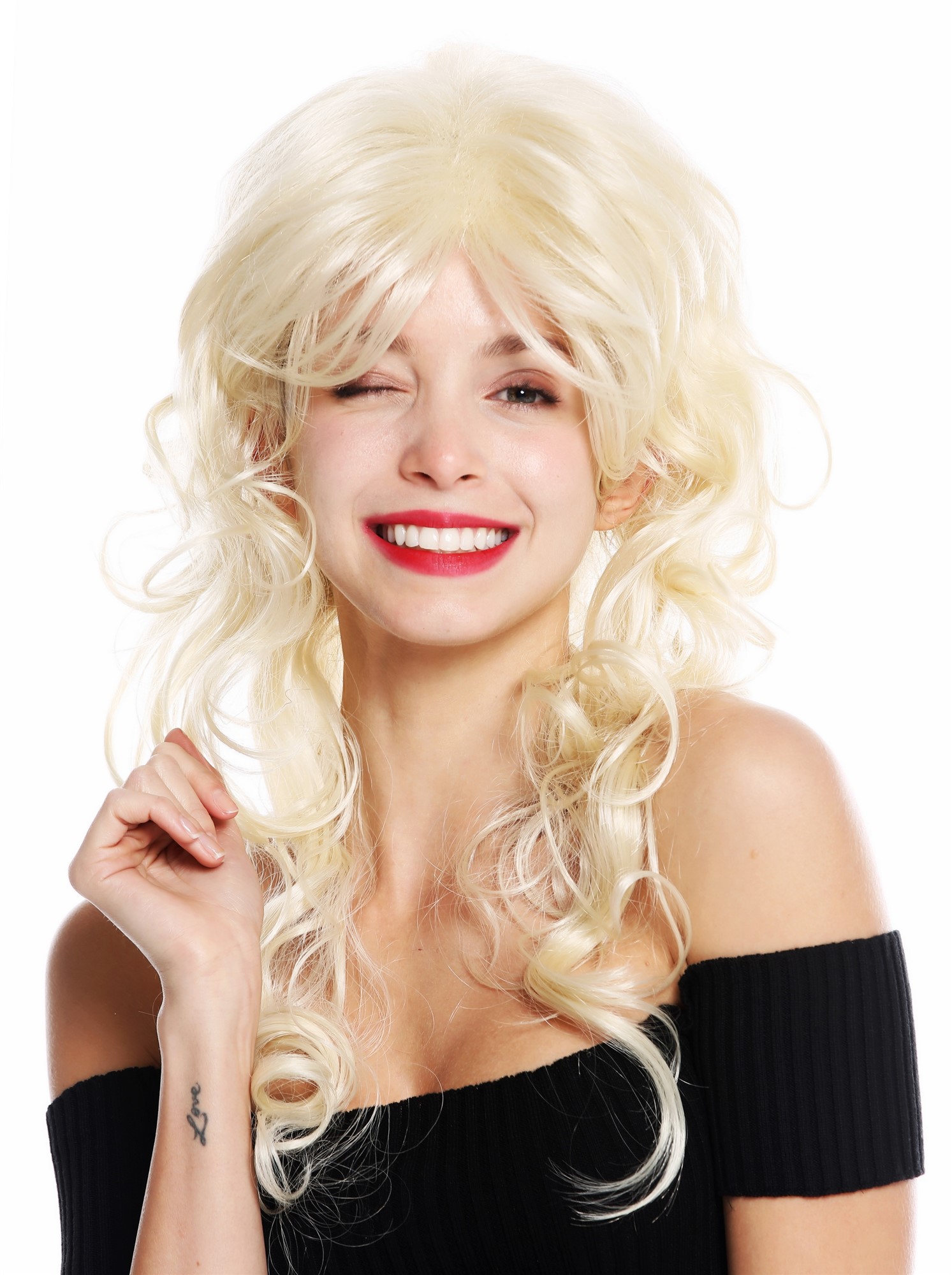 hochwertige Qualitätsperücken, Diva Perücke lockig langhaarig platinblond 613, Ansicht 3, WIG ME UP: Ihr Perücken Online Shop lockige Tressen-Perücke mit Kopfhaut-Imitat Blond lange Haare für Damen
