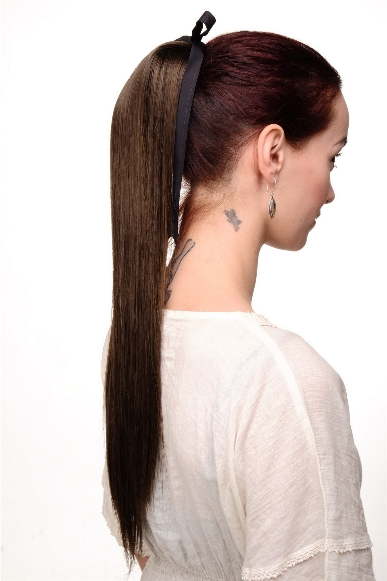 Hairpiece PONYTAIL extension long straight very light with ribbon and comb wrap around system brown, view 2, WIG ME UP: Your Perücken Online Shop Ponytails, medium ash brown, straight, long
