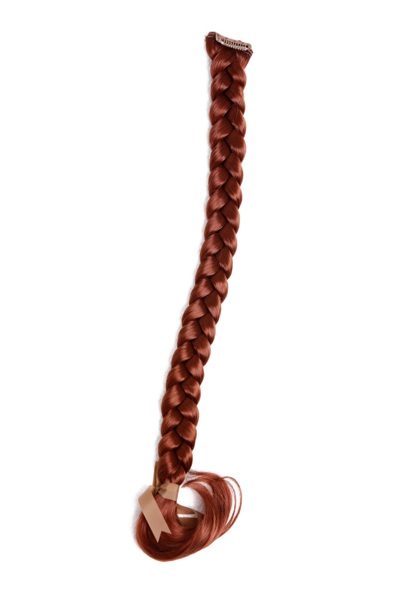 hochwertiger Geflochtener Zopf Flechtzopf mit Clip lang Rot Kupferrot SA101-130, Ansicht 2, WIG ME UP: Ihr Perücken Online Shop geflochtenes Zopf-Haarteil Kupferrot 50 cm lang