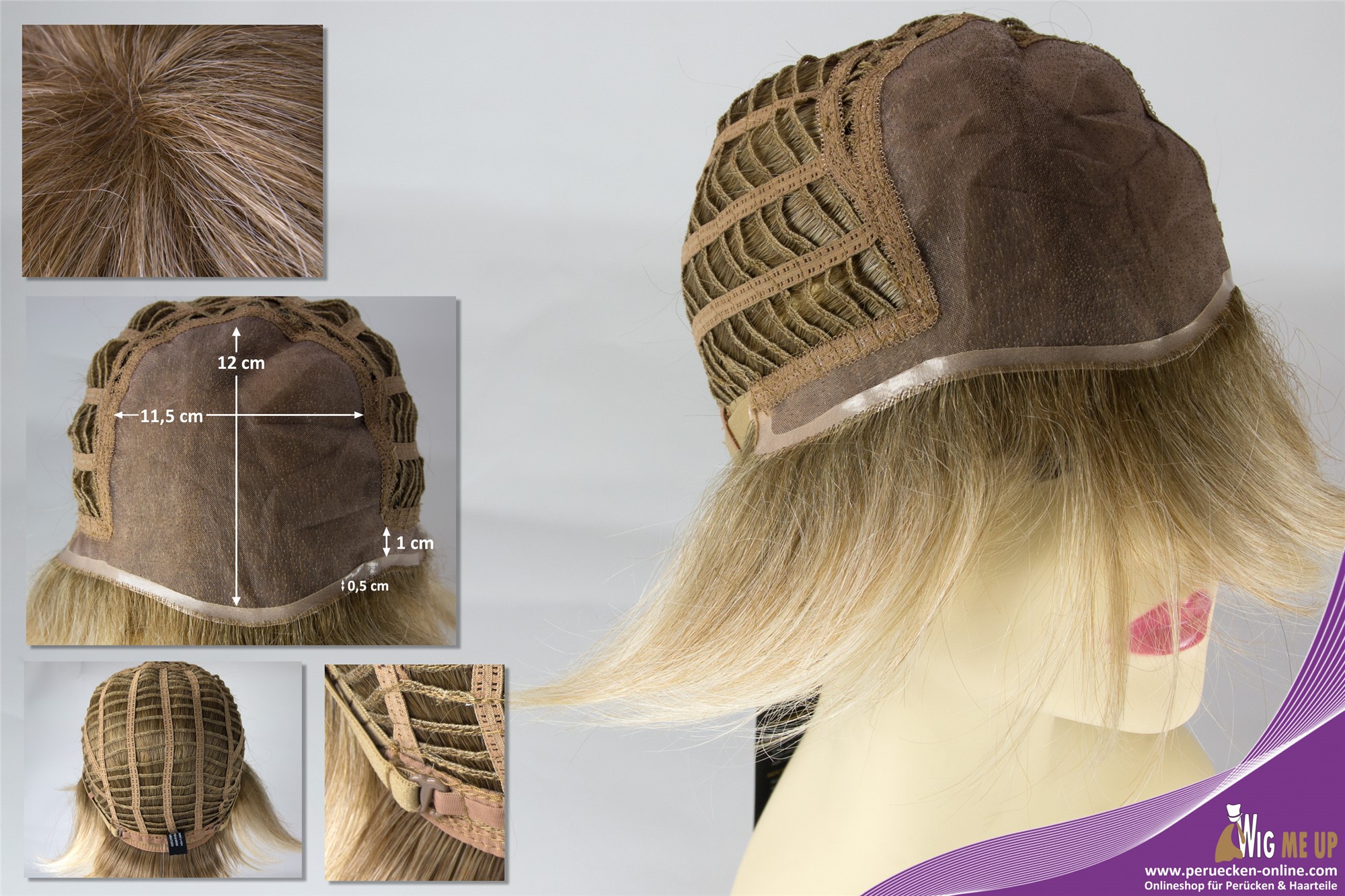 Women's wig lady monofilament hand made short sleek blonde mix DW2435A-MT, view 5, WIG ME UP: Your Perücken Online Shop Quality Wigs, Ladies, sandstone blonde-golden brown mix, straight, short