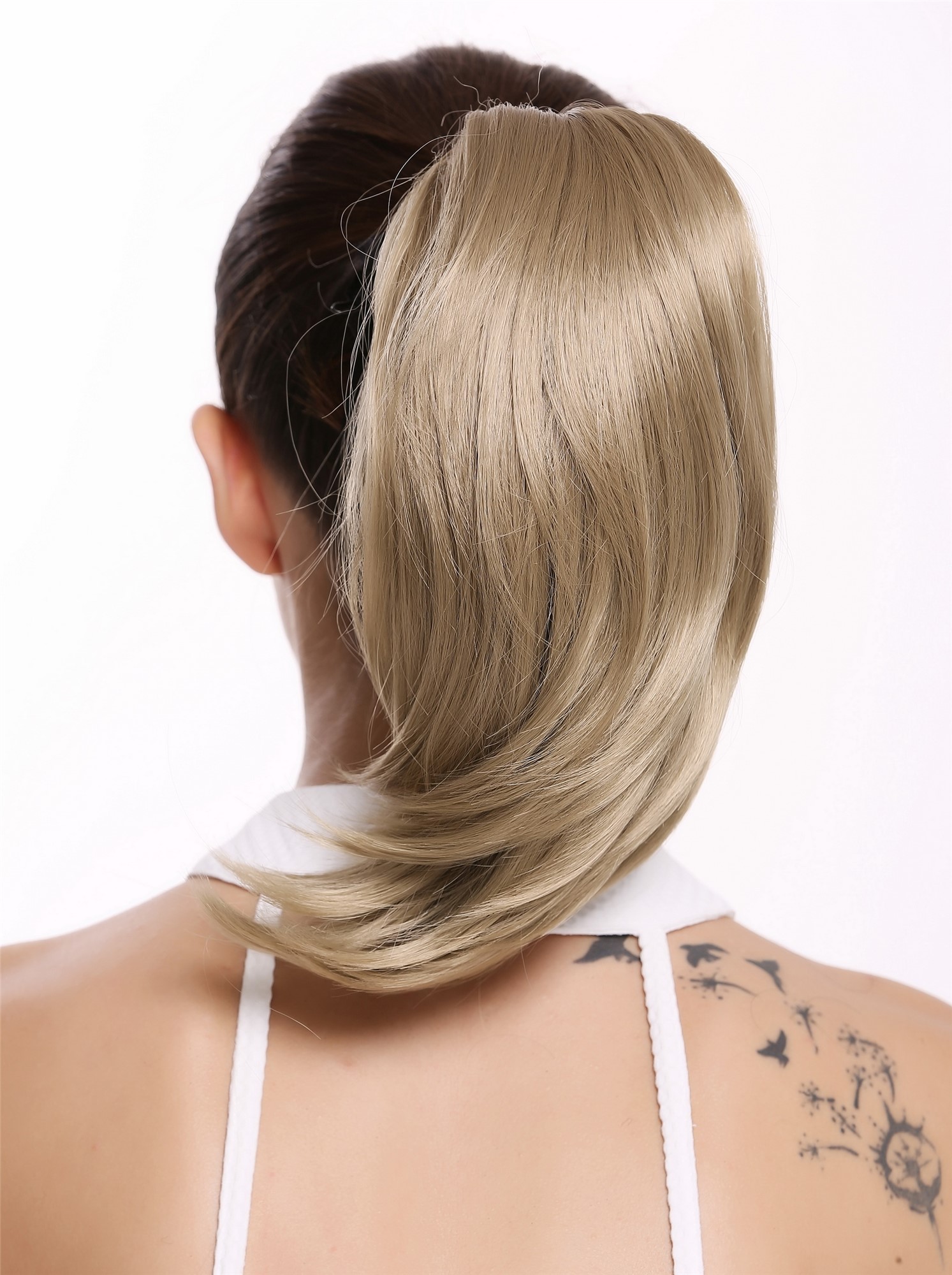 hochwertiges Haarteil Zopf Kurz breit voluminös glatt Blond Aschblond 15-09-24, Ansicht 2, WIG ME UP: Ihr Perücken Online Shop glattes Zopf-Haarteil Aschblond 30 cm lang