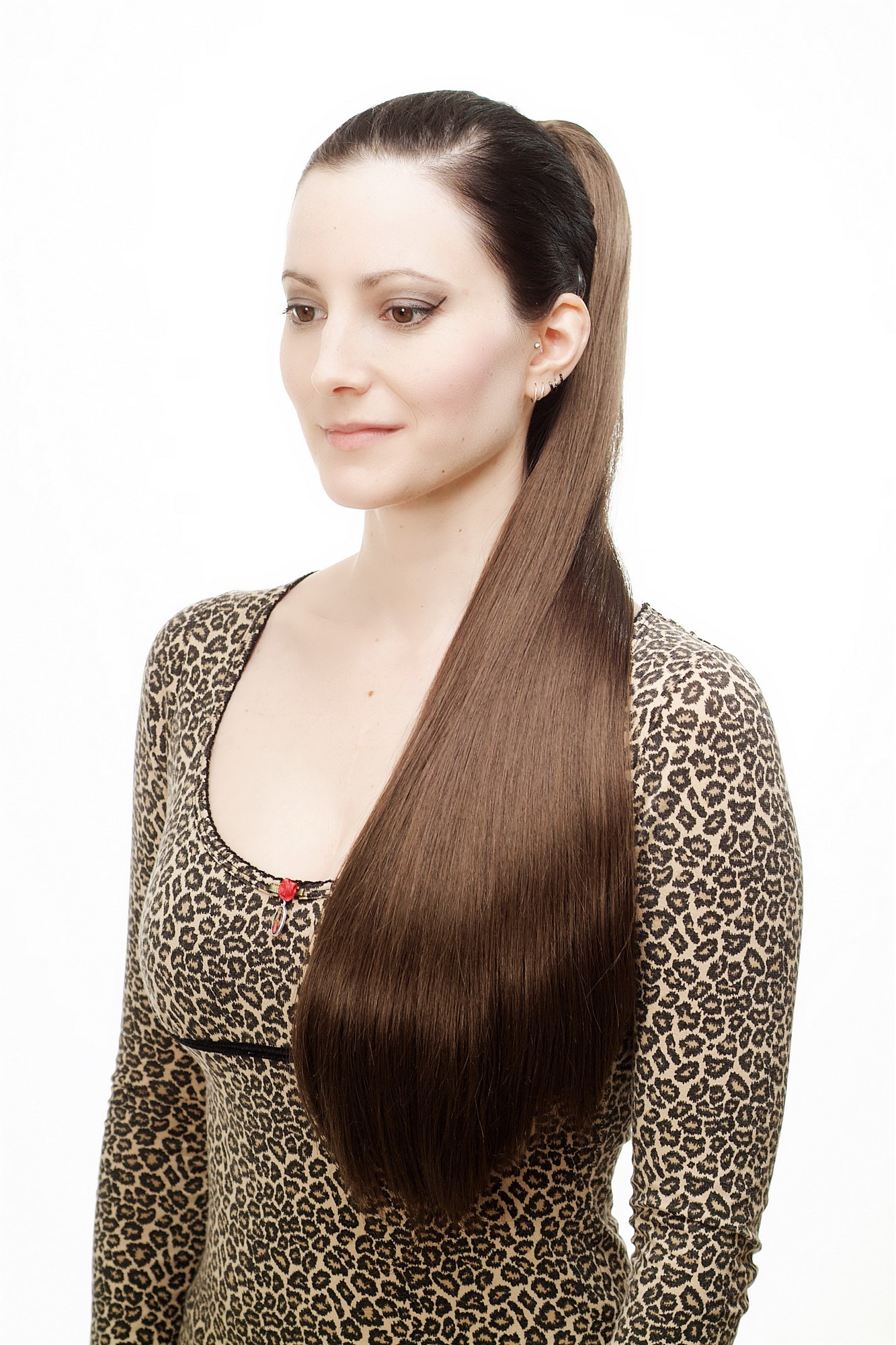 Hairpiece PONYTAIL with Claw Clamp/Clip extremely long straight & smooth medium brown T113-8 70 cm, view 3, WIG ME UP: Your Perücken Online Shop Ponytails, Brown, straight, long