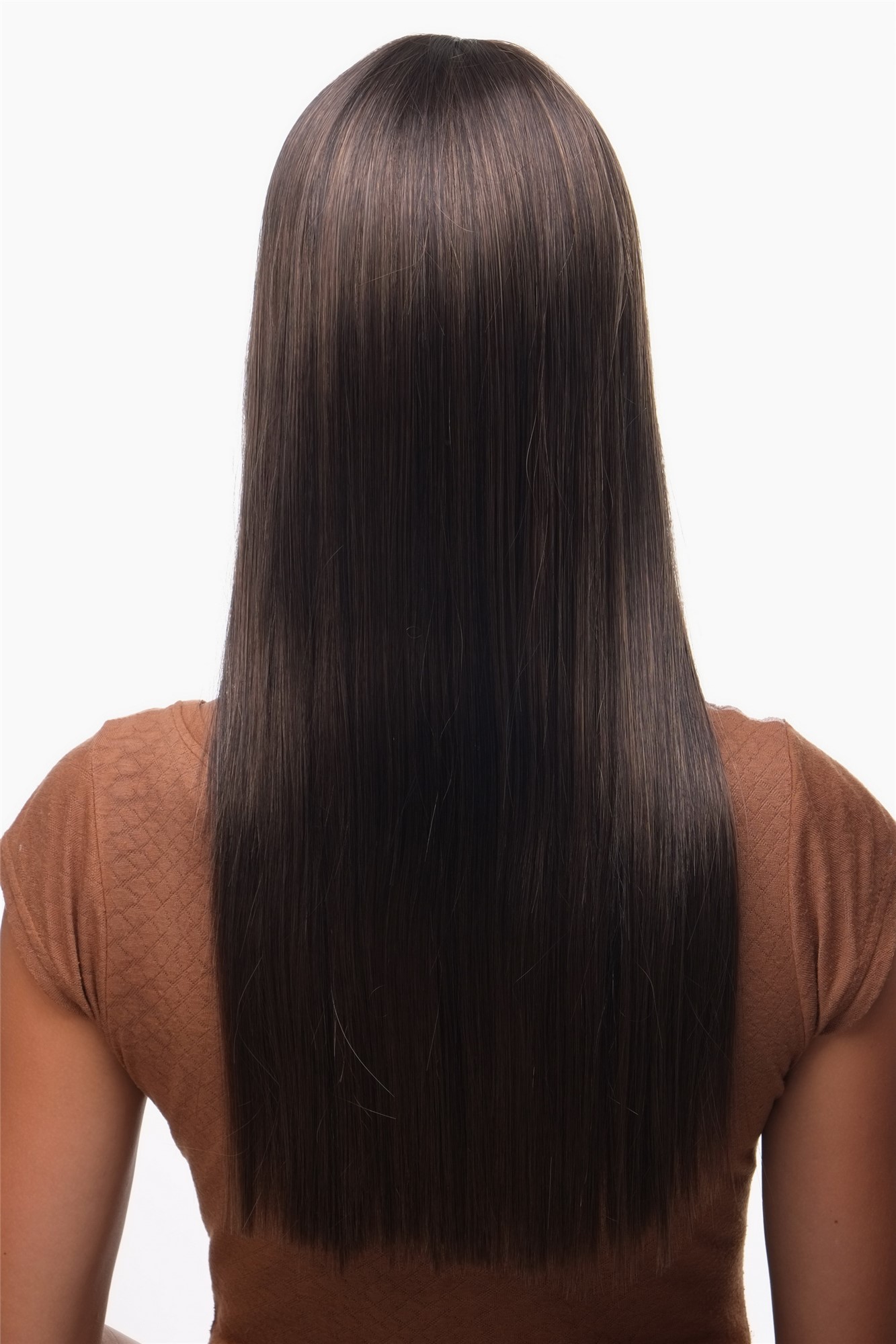 hochwertige Qualitätsperücken, Perücke Braun-Schwarz-Mix gerader Schnitt GFW373-2T10, Ansicht 3, WIG ME UP: Ihr Perücken Online Shop glatte Tressen-Perücke mit Kopfhaut-Imitat Braun-Schwarz-Mix lange Haare für Damen