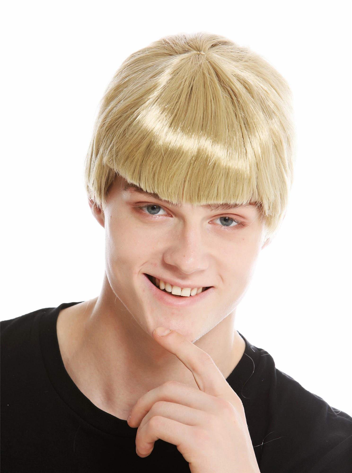 Women's party wig men carnival Halloween short light blonde fringe 91087, front view, WIG ME UP: Your Perücken Online Shop Party Wig, Unisex, light blonde, straight, short