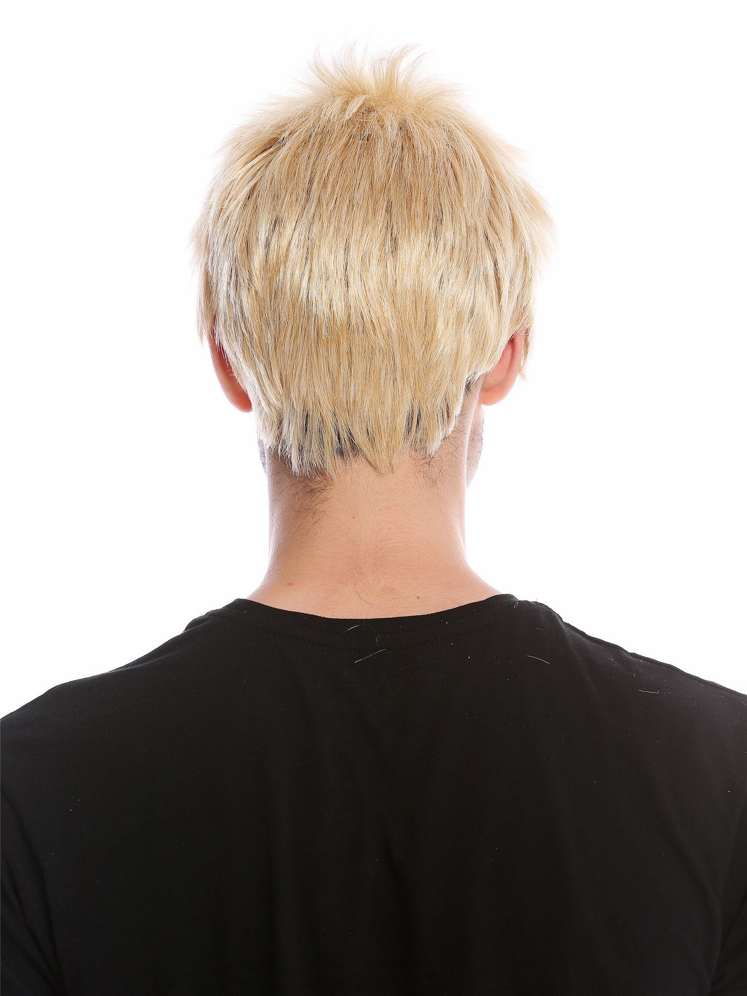 hochwertige Qualitätsperücken, Perücke Herren kurz Bürstenschnitt Blond WL-3045-24B, Ansicht 4, WIG ME UP: Ihr Perücken Online Shop glatte Tressen-Perücke Goldblond kurze Haare für Damen