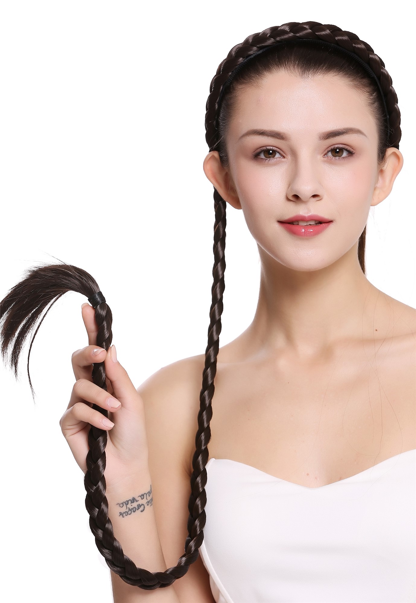 Hair Circlets, medium brown, Braided, very long