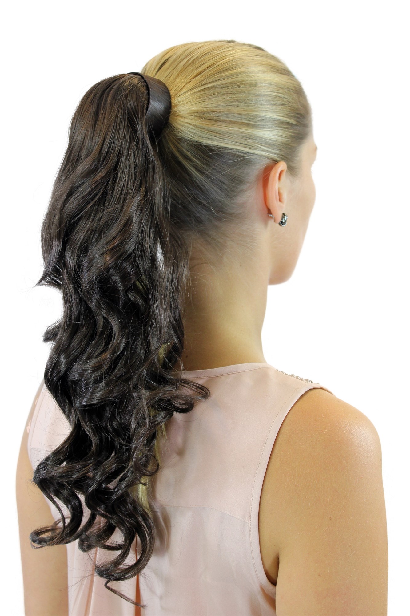 ROSY-10 Hairpiece PONYTAIL with comb and snapwrap long wavy slightly curled medium brown 18", view 2, WIG ME UP: Your Perücken Online Shop Ponytails, light brown, wavy, shoulder-length