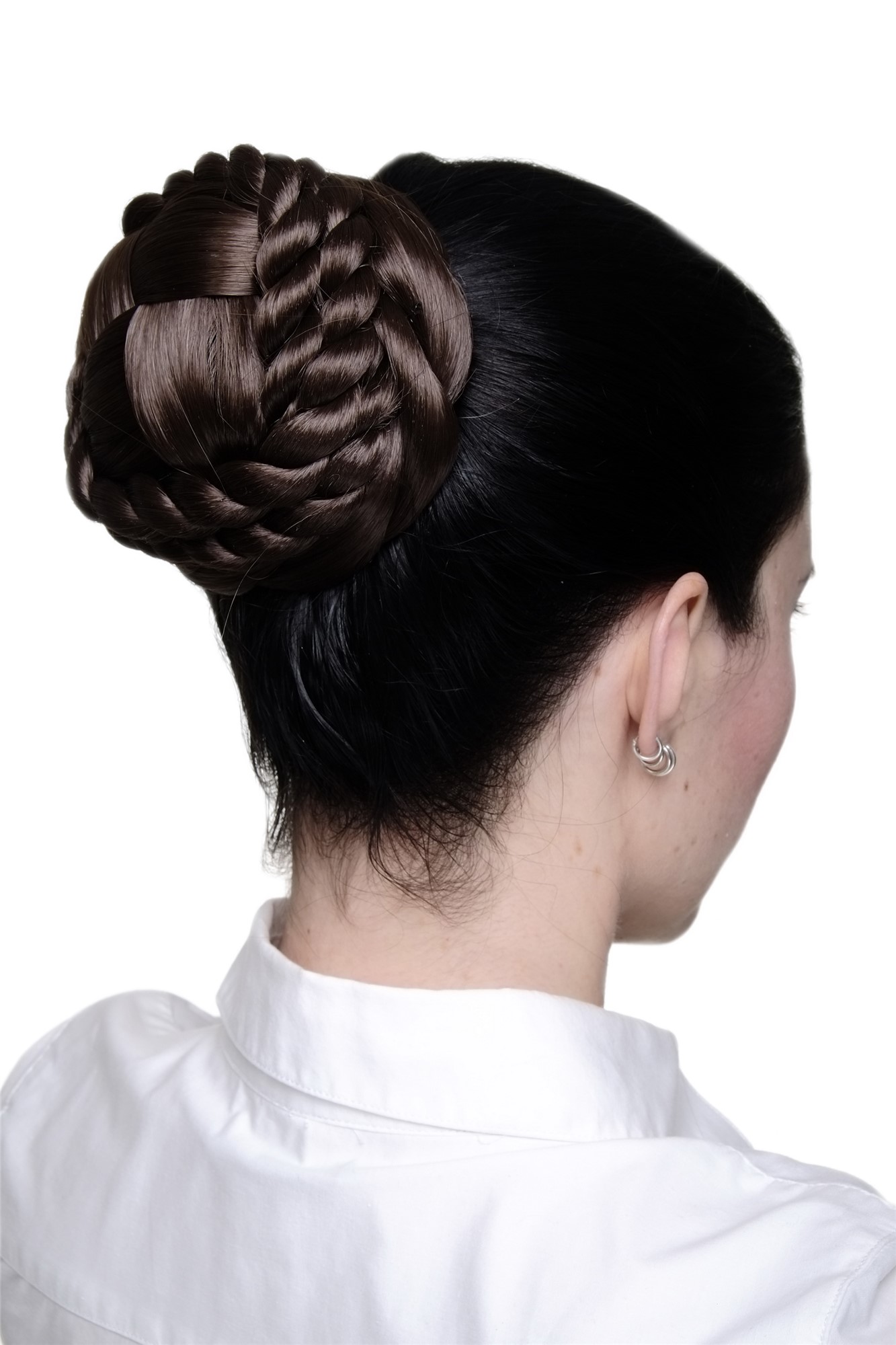 Hair Bun, light brown, Braided, short