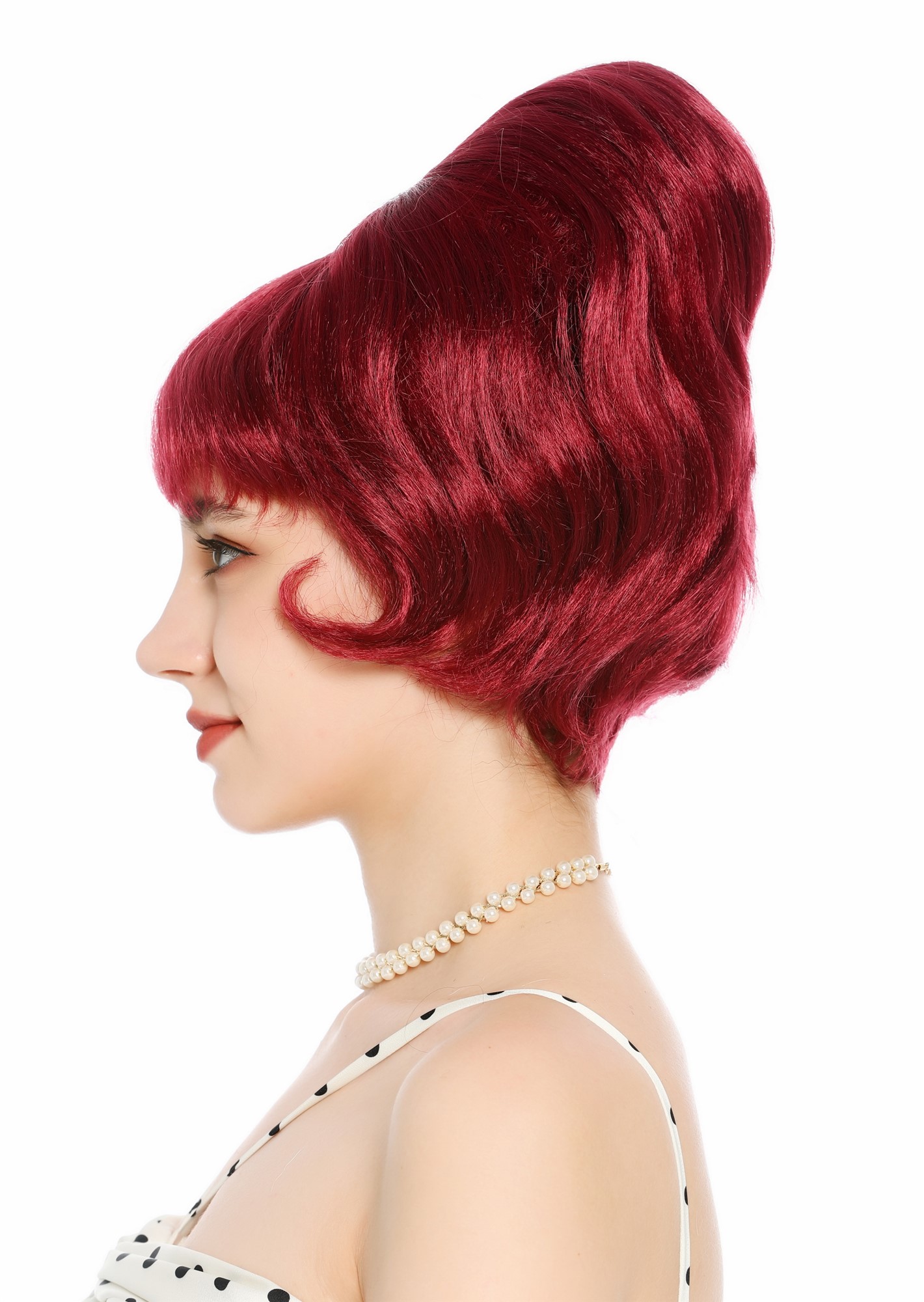 Perücke Damen Retro Vintage 50er 60er Beehive hochtoupiert Violett-Rot DW3436-39