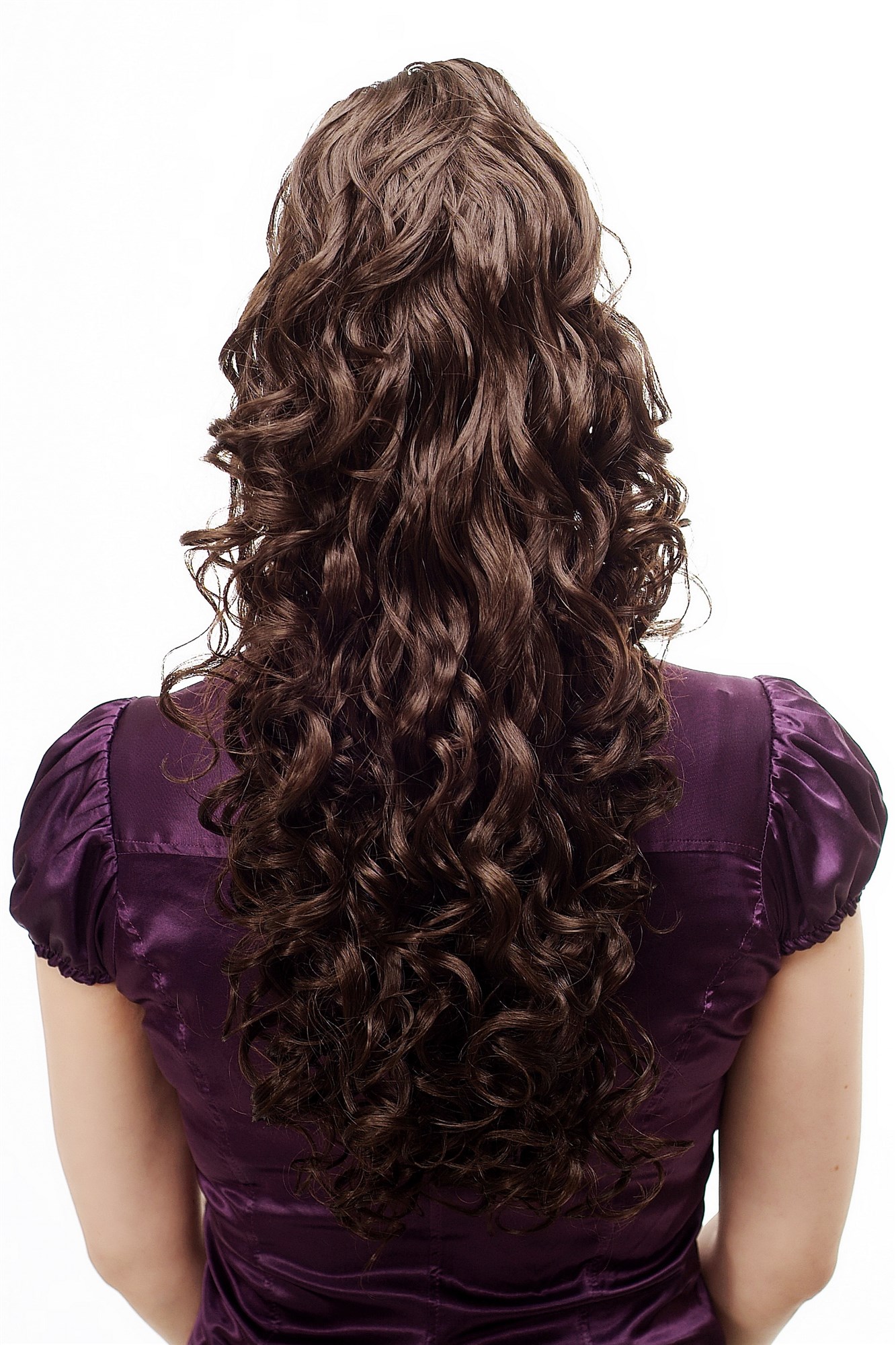 Hairpiece PONYTAIL extension VERY long MASSIVE volume voluminous curly AMAZING curls BROWN kinks, front view, WIG ME UP: Your Perücken Online Shop Ponytails, Brown, curled, long