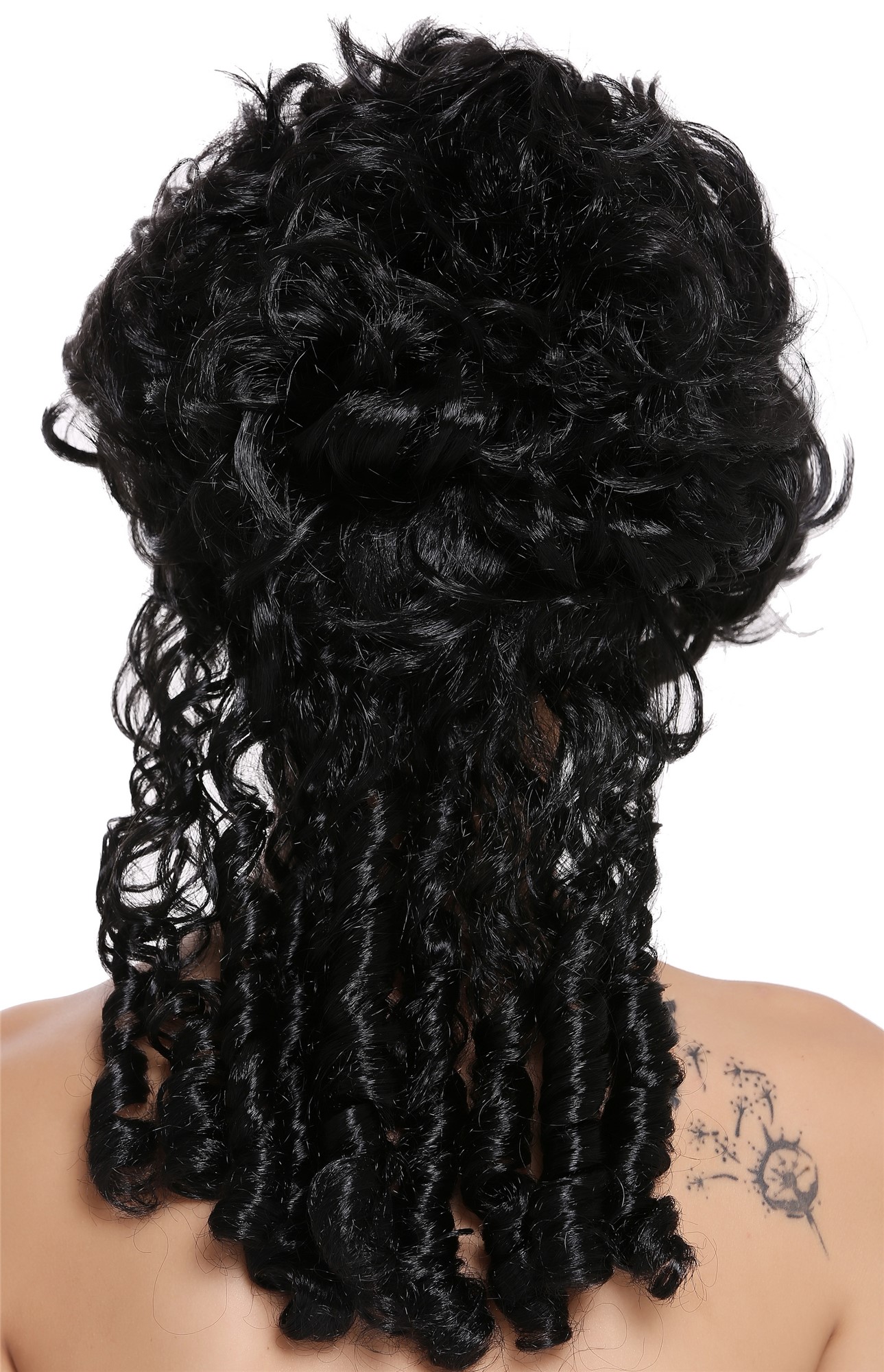 günstige Party Perücke, Perücke Barock Spirallocken Toupiert Schwarz DH1009-ZA103, Ansicht 4, WIG ME UP: Ihr Perücken Online Shop lockige Party Perücke Schwarz schulterlange Haare für Damen