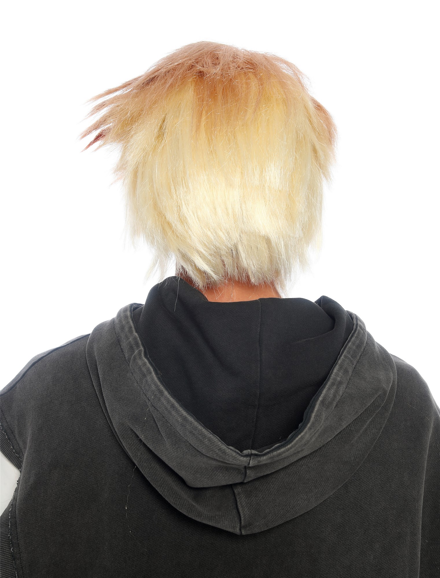 wellige Party-Perücke Blond mit Hellblond und roter Strähne 35 cm lange Perücke für Unisex