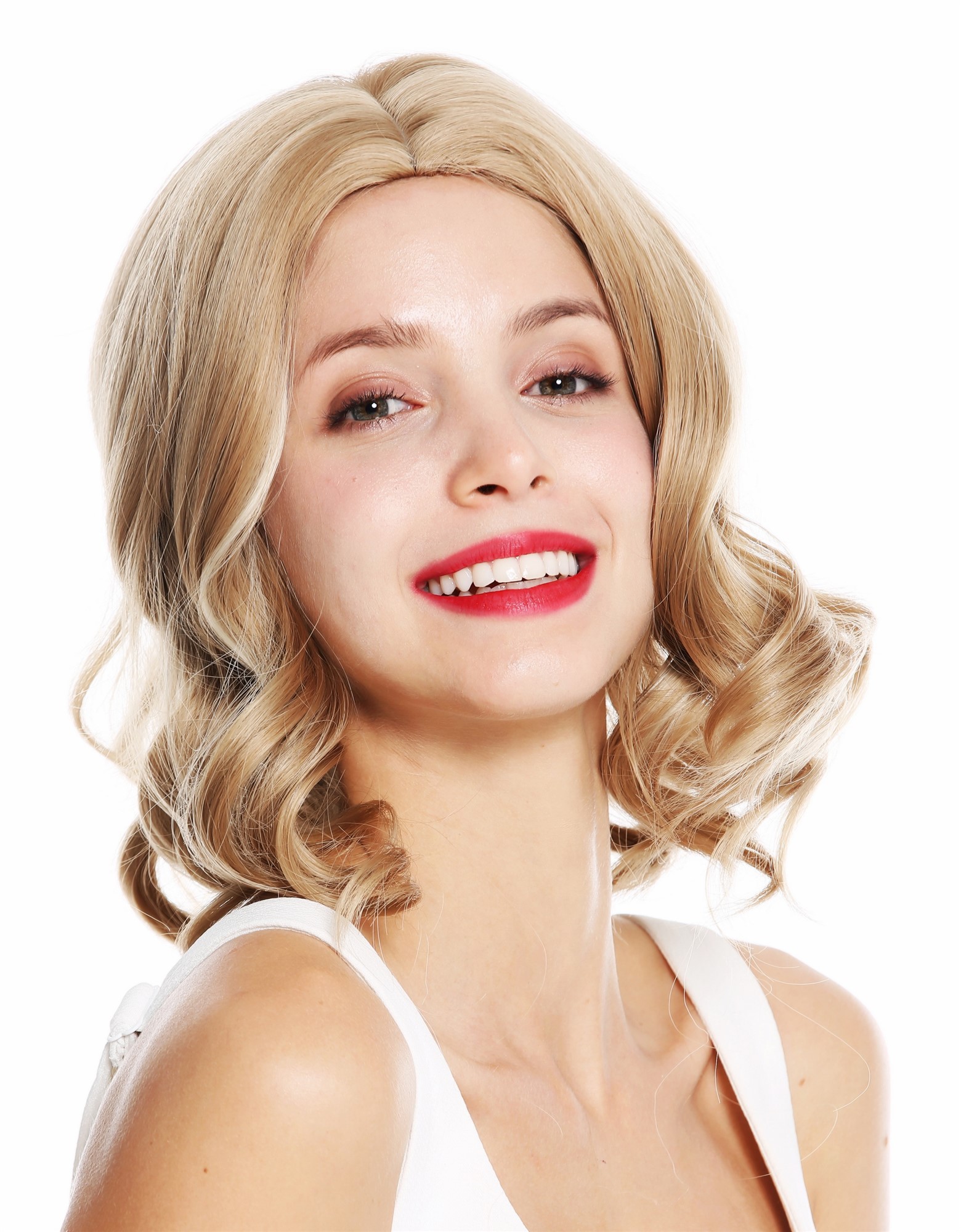 Quality Wigs, Ladies, blond mix, curled, shoulder-length