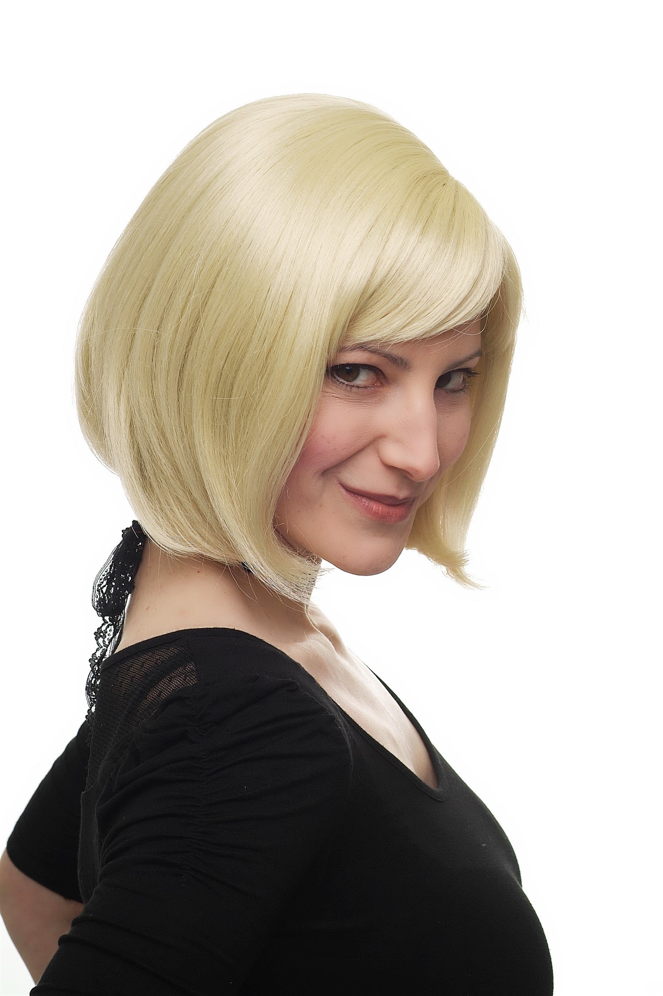 hochwertige Qualitätsperücken, Damen Perücke kurz Bob warmes helles Blond 3270-88E, Ansicht 2, WIG ME UP: Ihr Perücken Online Shop glatte Tressen-Perücke mit Kopfhaut-Imitat Schwedenblond kurze Haare für Damen