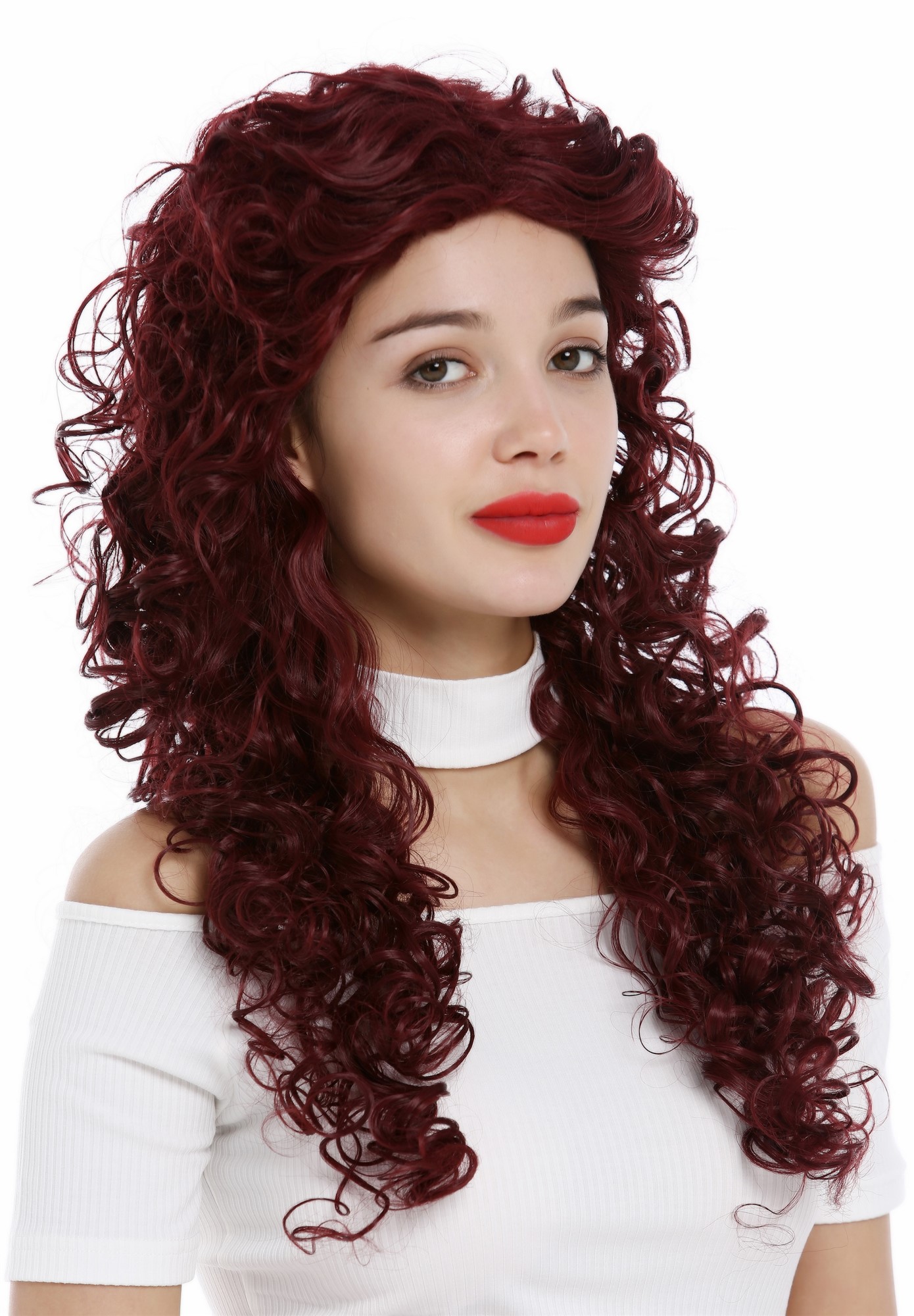 Lady women wig very long curled curly curls voluminous garnet red 9229, view 3, WIG ME UP: Your Perücken Online Shop Quality Wigs, Ladies, garnet red, curled, long