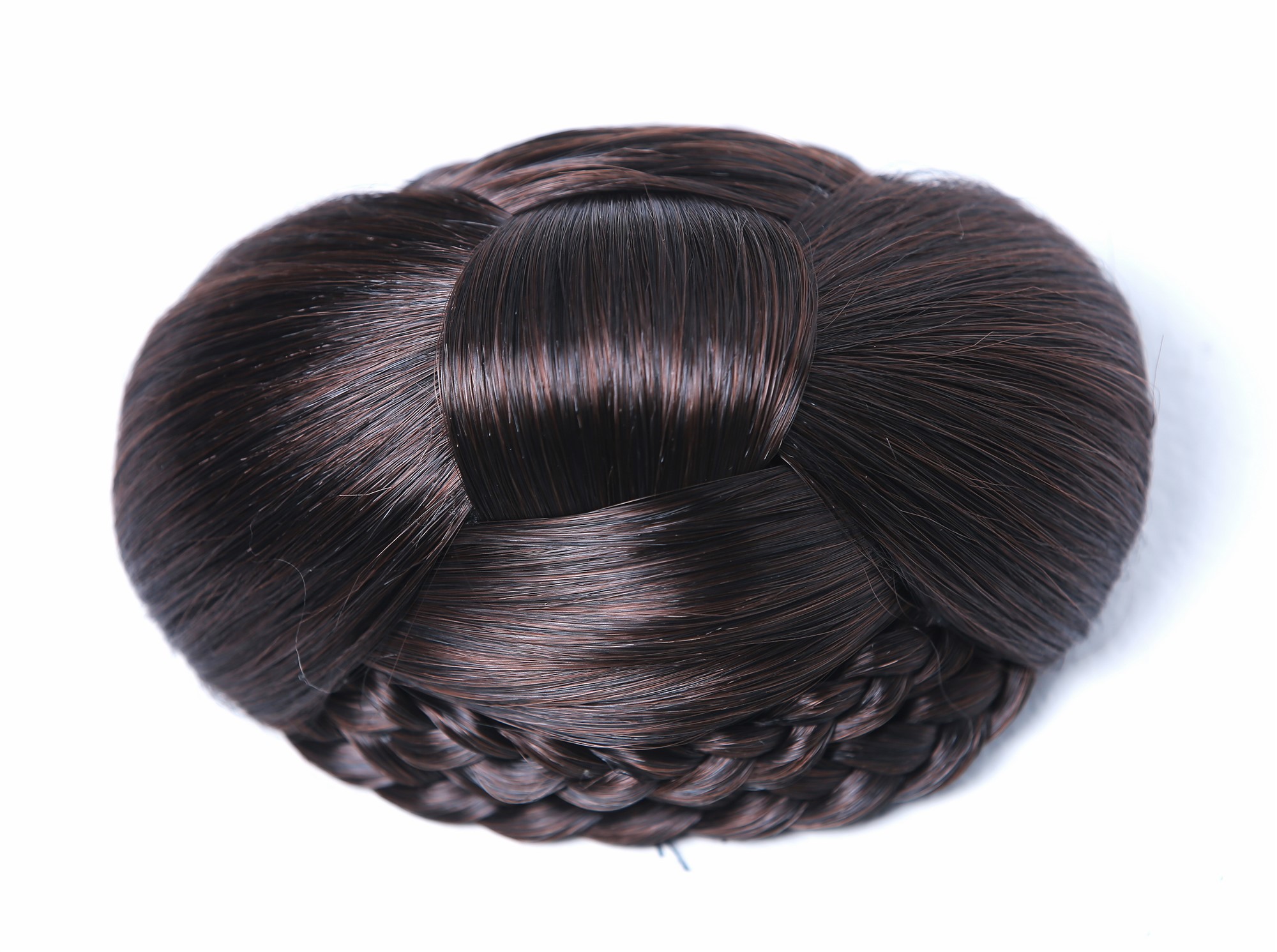 Dutt Haardutt Chignon traditionell geflochten oval groß Schwarz Rot TYP-616-1B/33, Ansicht 4, WIG ME UP: Ihr Perücken Online Shop geflochtener Dutt Haarteil Schwarz-Braun-Mix