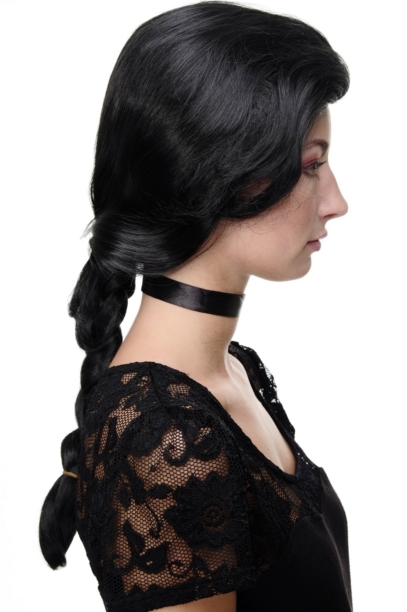 GFW1782-1B Lady  Wig long braided hair thick braid traditional Maiden Maid black 24", view 3, WIG ME UP: Your Perücken Online Shop Quality Wigs, Ladies, velvet black, Braided, long