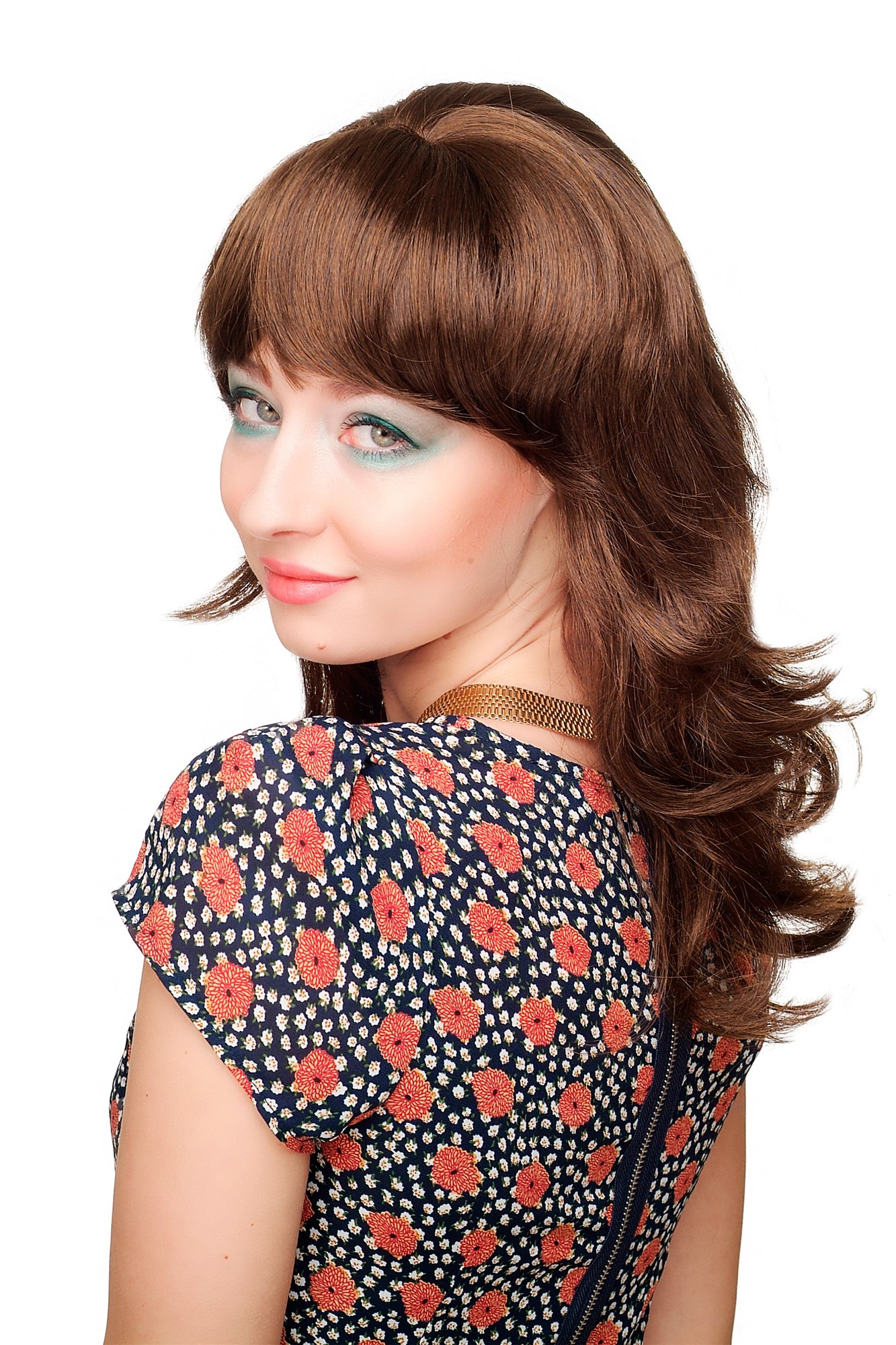 CM-177-8 Lady  Wig shoulder length bangs fringe medium brown brunette slightly curled wavy, view 3, WIG ME UP: Your Perücken Online Shop Quality Wigs, Ladies, medium ash brown, wavy, shoulder-length