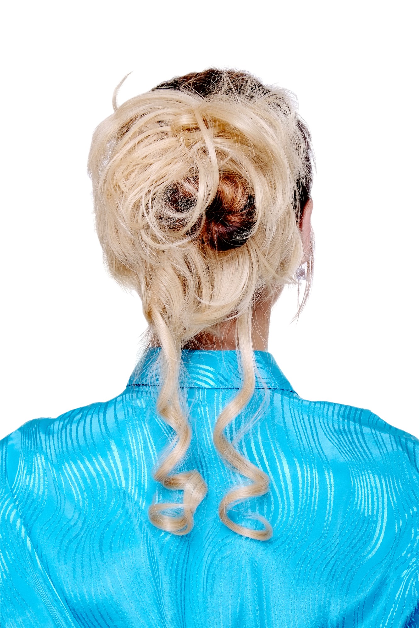 Hair Piece baroque voluminous curled scrunchy comb bright gold blond YZF-3072HT, front view, WIG ME UP: Your Perücken Online Shop Ponytails, Blonde, curled, shoulder-length