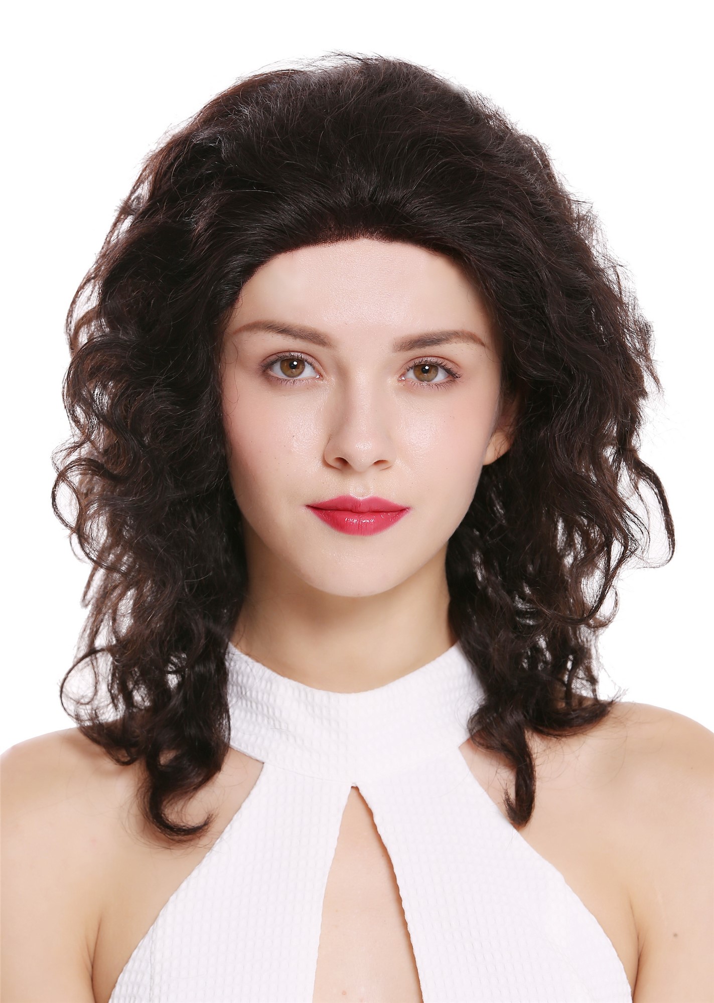hochwertige Qualitätsperücken, Perücke Echthaar Dunkelbraun Lace-Front Gewellt Volumen RGH-6889GA-HH-MF-NATURE, Vorderansicht, WIG ME UP: Ihr Perücken Online Shop wellige Tressen-Perücke mit Teil-Mono Scheitel, Front-Lace 100% Echthaar Dunkelbraun schulterlange Haare für Damen