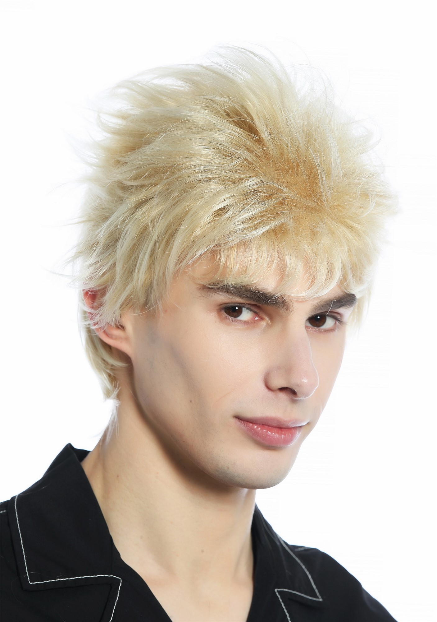 Wig unisex short wild unkempt 80s retro style blond platinum highlights M-252A , view 3, WIG ME UP: Your Perücken Online Shop Quality Wigs, Unisex, Blondmix, straight, short