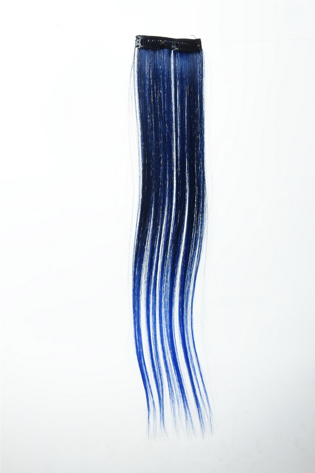 glatte Extensions Samtschwarz-Neonblau-Mix 45 cm lang