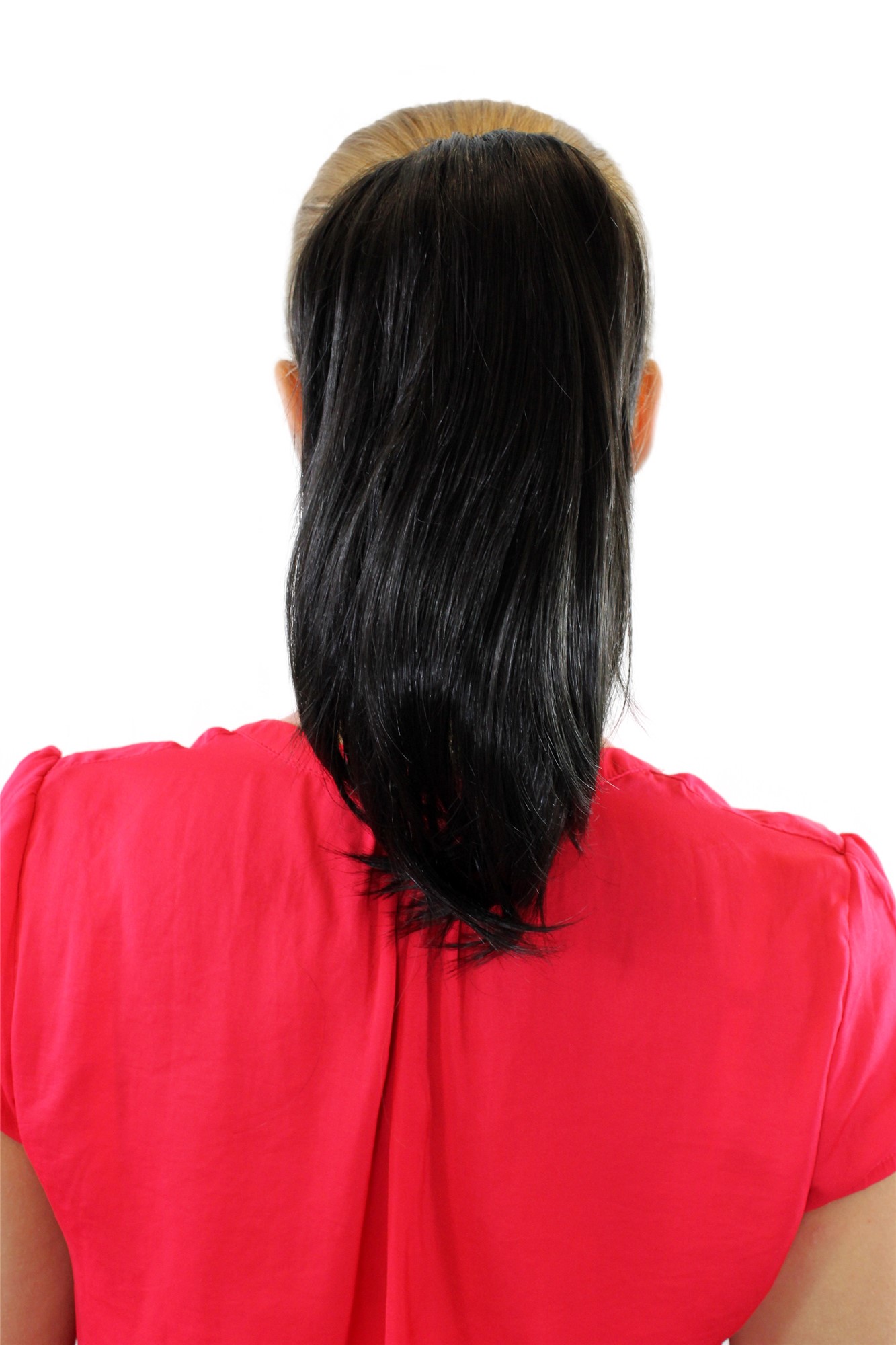 Ponytail Hairpiece extension butterfly clamp short straight dark brown 10" 15-9, front view, WIG ME UP: Your Perücken Online Shop Ponytails, dark brown, straight, short