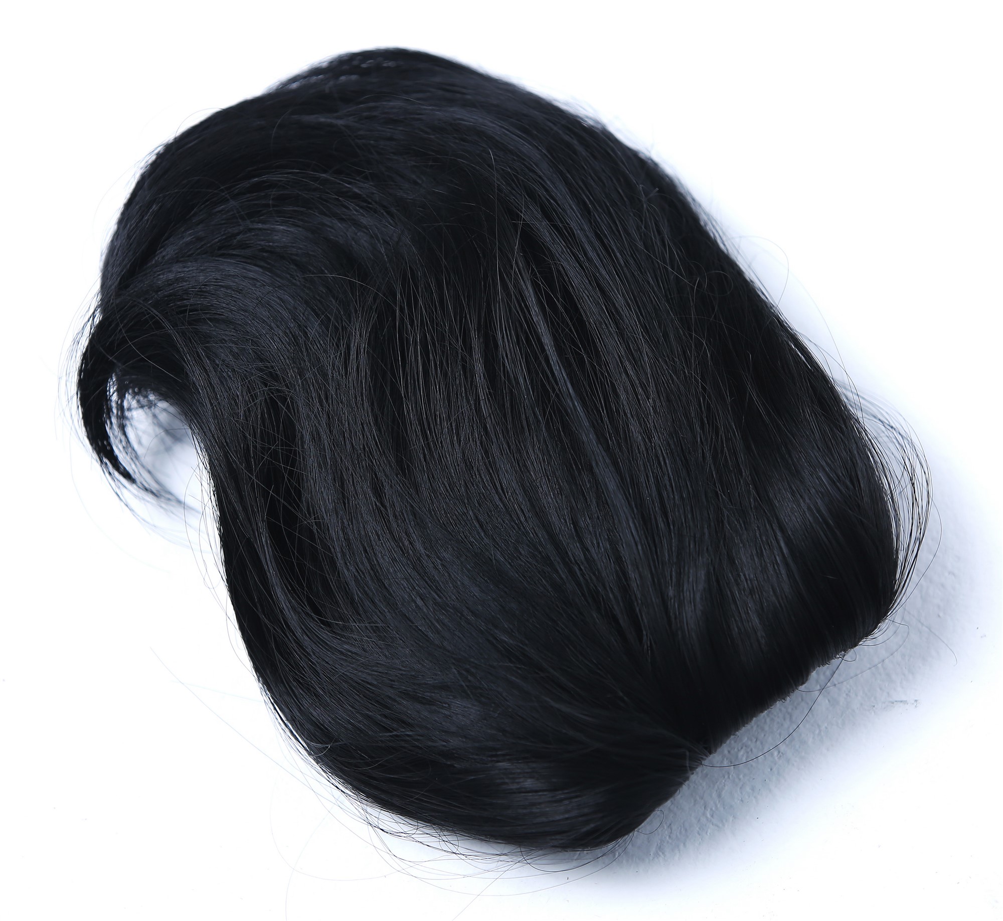 hochwertiger Pferdeschwanz Zopf kurz voluminös glatt geschwungen Schwarz TYP-440-1B, Ansicht 5, WIG ME UP: Ihr Perücken Online Shop glattes Zopf-Haarteil Samtschwarz 15 cm lang