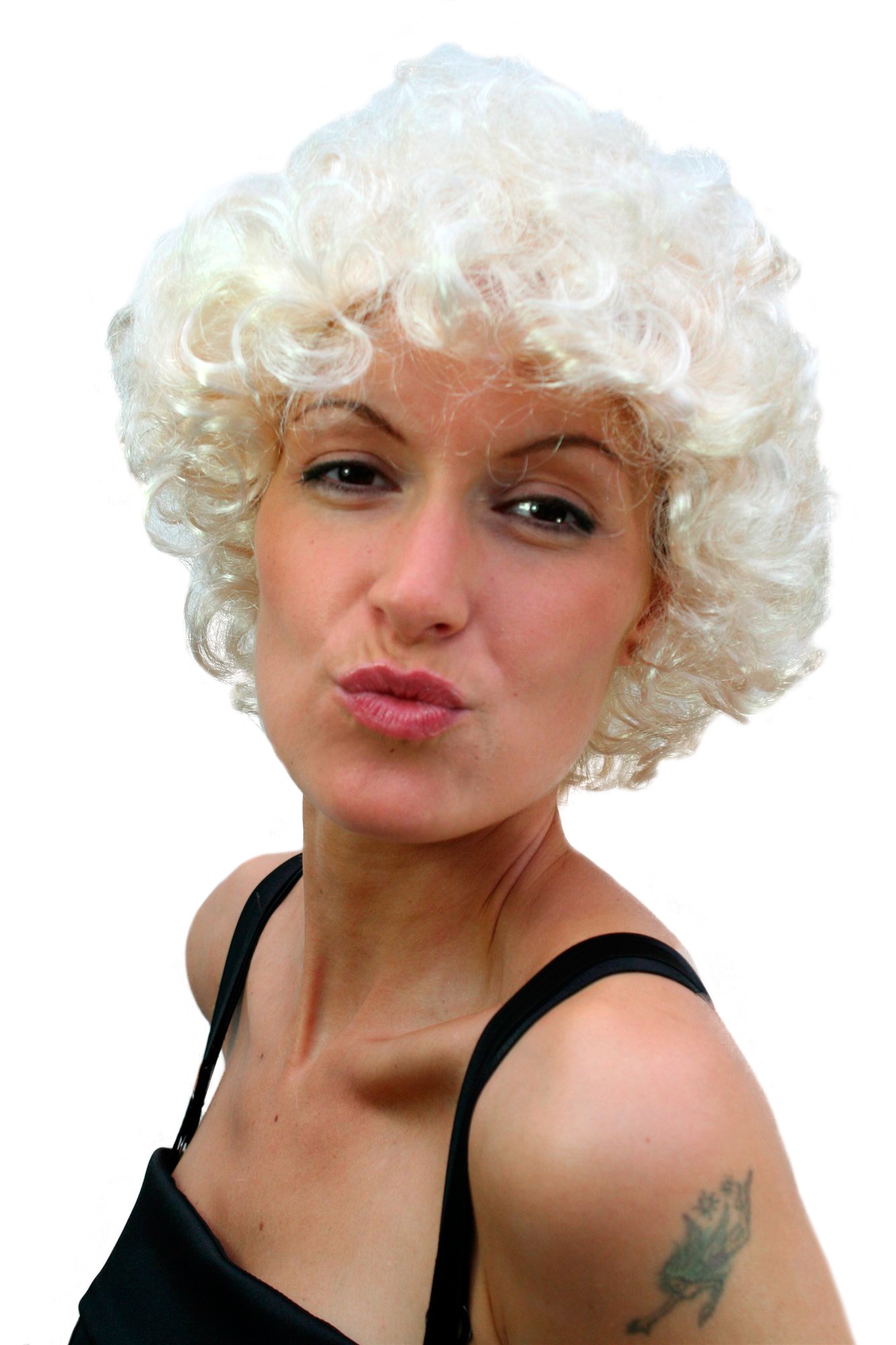 günstige Party Perücke, Perücke blond Marilyn Look TH 32, Vorderansicht, WIG ME UP: Ihr Perücken Online Shop lockige Party Perücke Blond kurze Haare für Damen